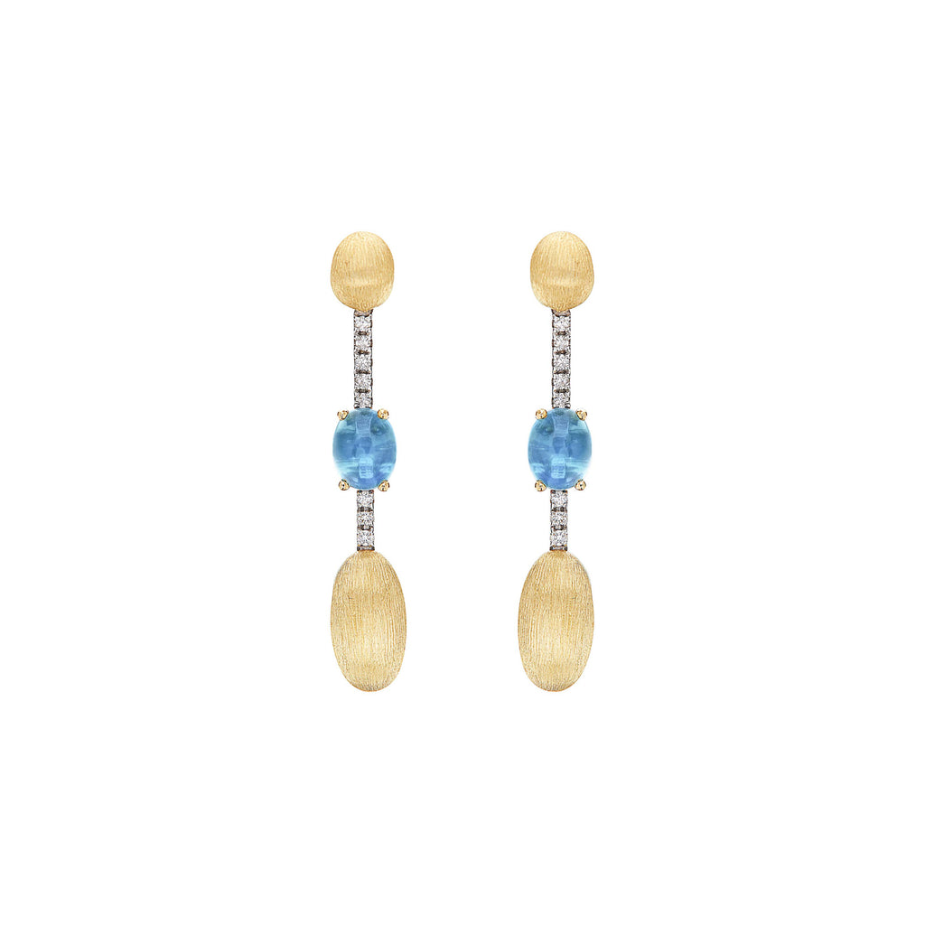 Nanis Dancing Azure Ohrhänger (OS19-597) aus Gelbgold mit Diamant und Topas