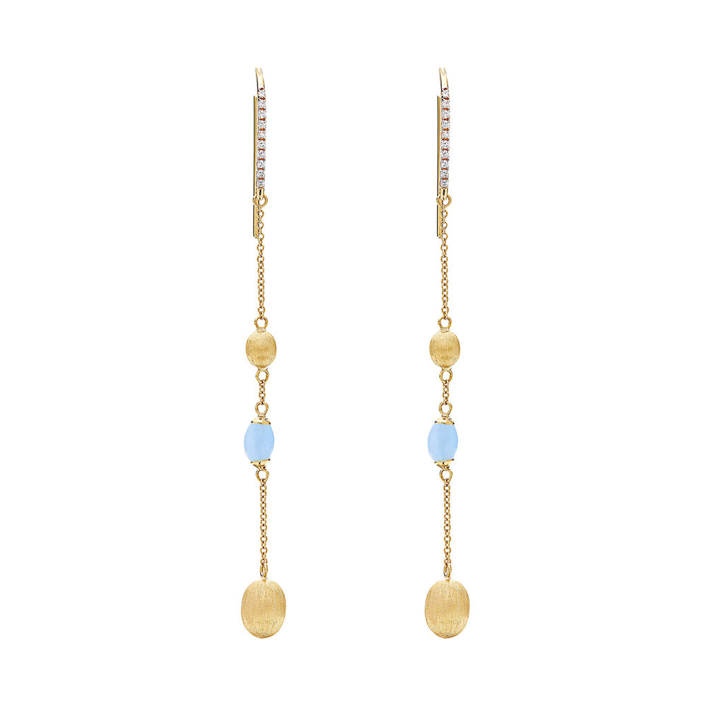 Nanis Dancing Azure Ohrhänger (OS26-587) aus Gelbgold mit Aquamarin und Diamant