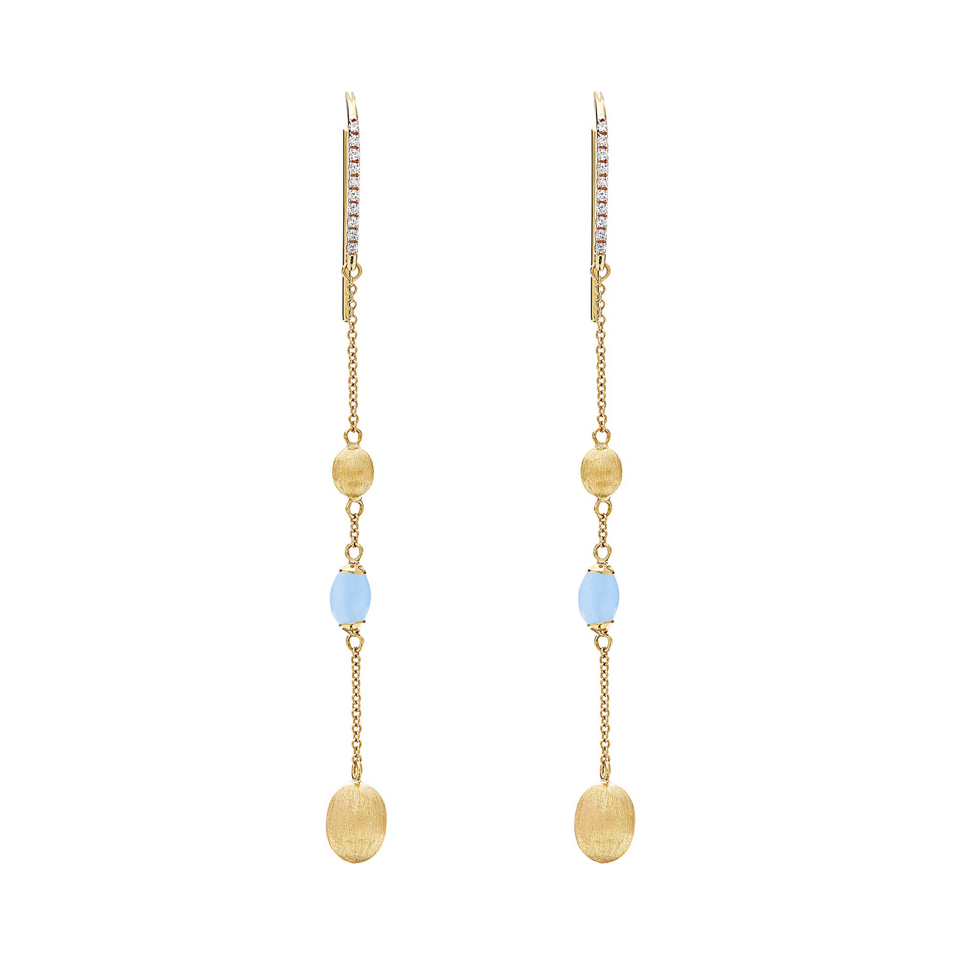 Dancing Azure Ohrhänger, Gelbgold • Aquamarin • Diamant von Nanis (OS26-587)