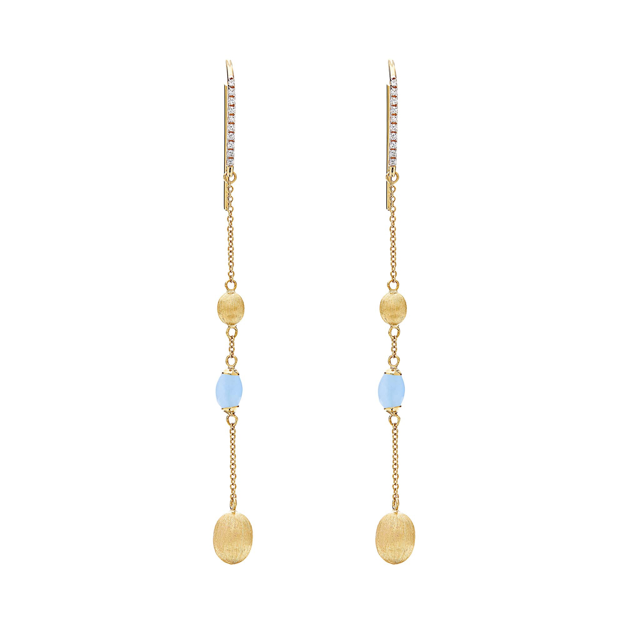 Nanis Dancing Azure Ohrhänger (OS26-587) aus Gelbgold mit Aquamarin und Diamant