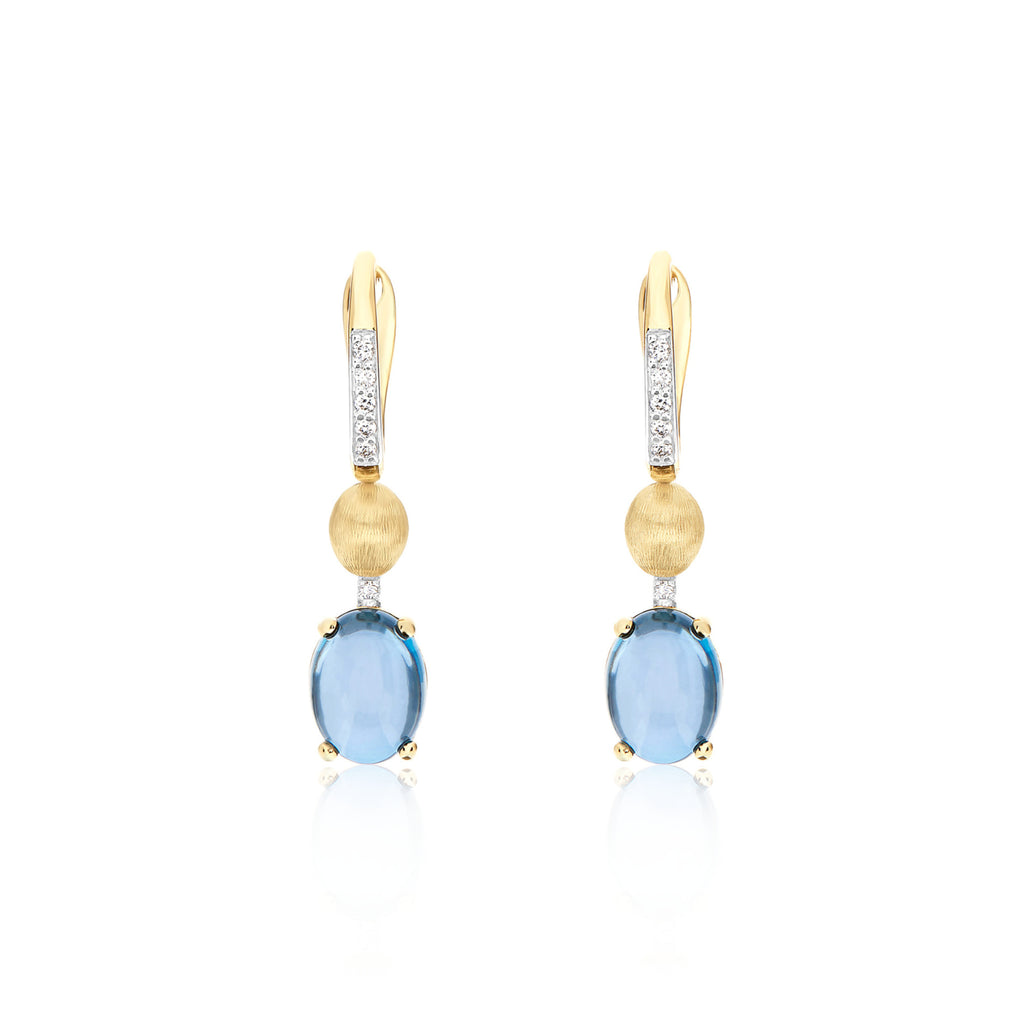 Nanis Dancing Azure Ohrhänger (OS26-597) aus Gelbgold mit Diamant und Topas