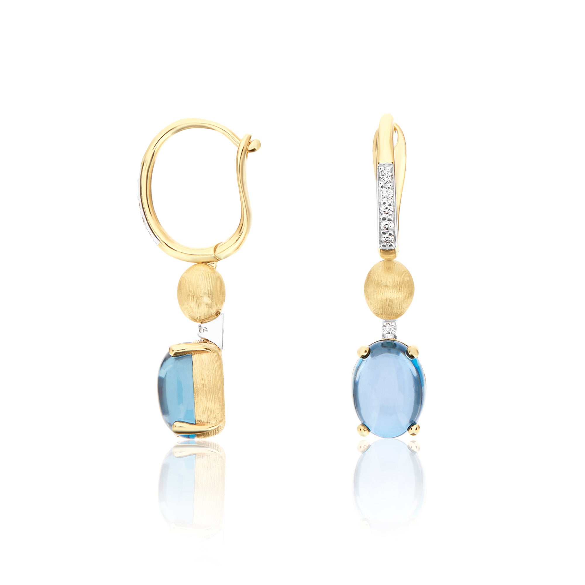 Nanis Dancing Azure Ohrhänger (OS26-597) aus Gelbgold mit Diamant und Topas