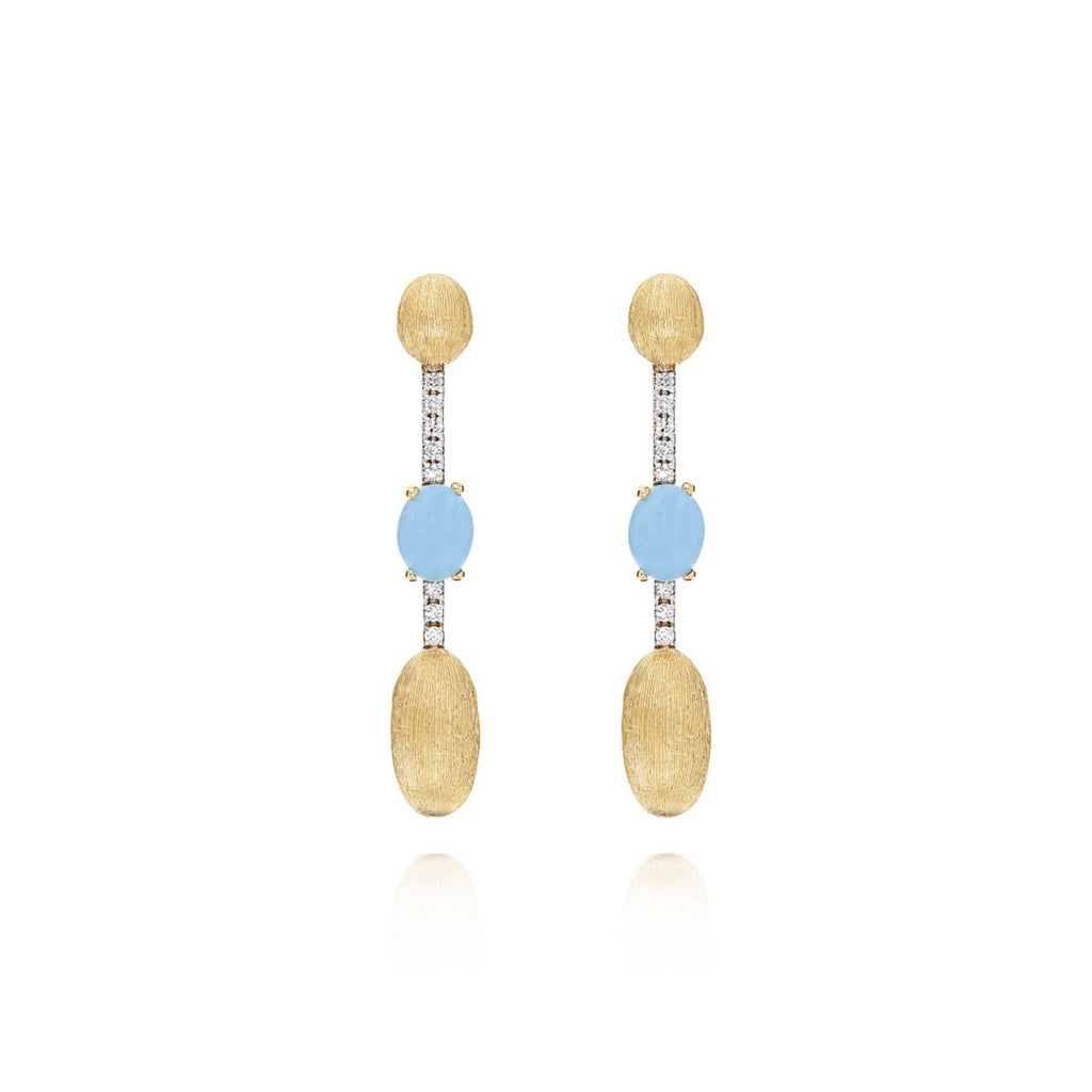 Nanis Dancing Azure Ohrhänger (OS4-597) aus Gelbgold mit Aquamarin und Diamant