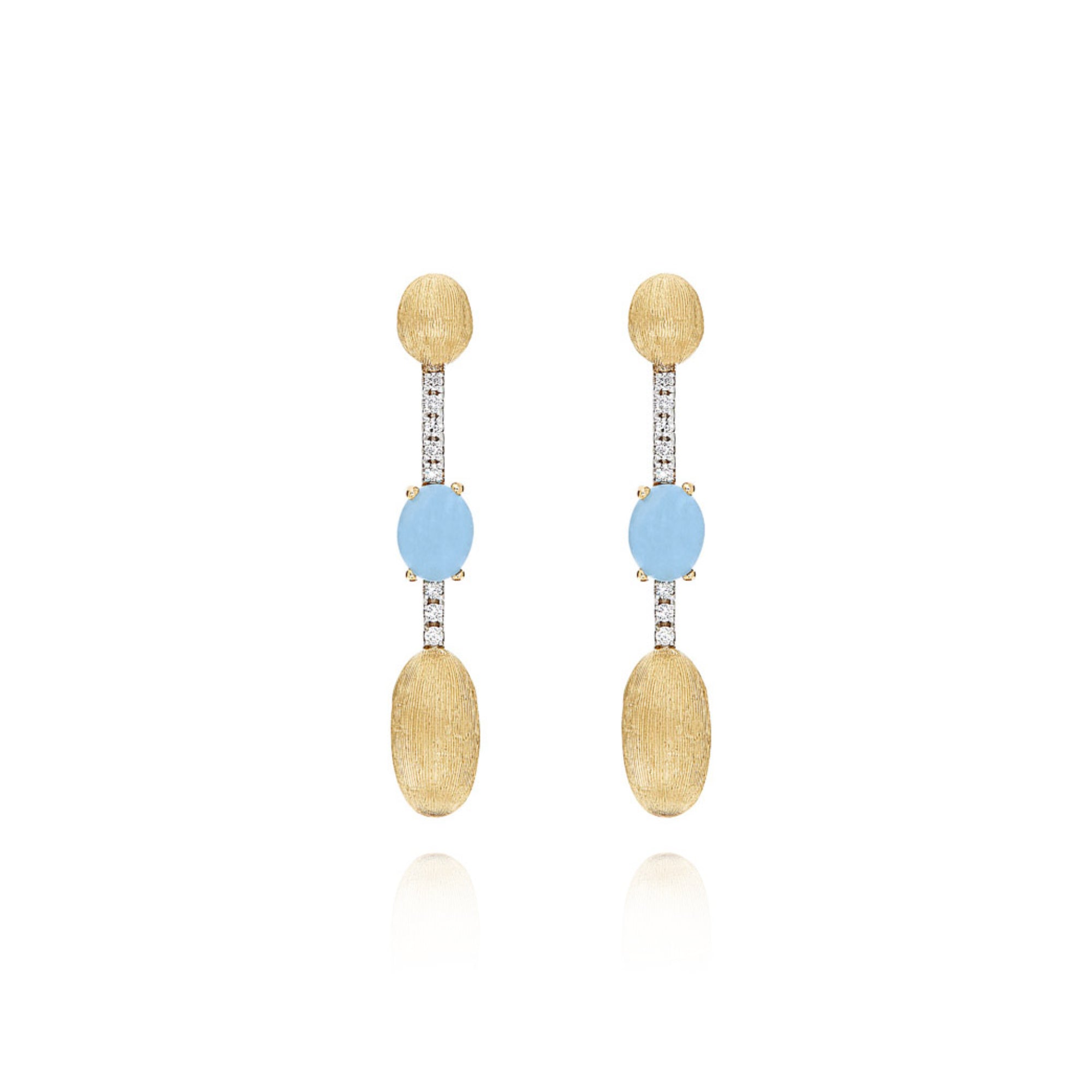 Nanis Dancing Azure Ohrhänger (OS4-597) aus Gelbgold mit Aquamarin und Diamant