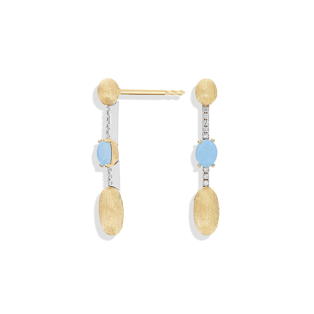 Nanis Dancing Azure Ohrhänger (OS4-597) aus Gelbgold mit Aquamarin und Diamant