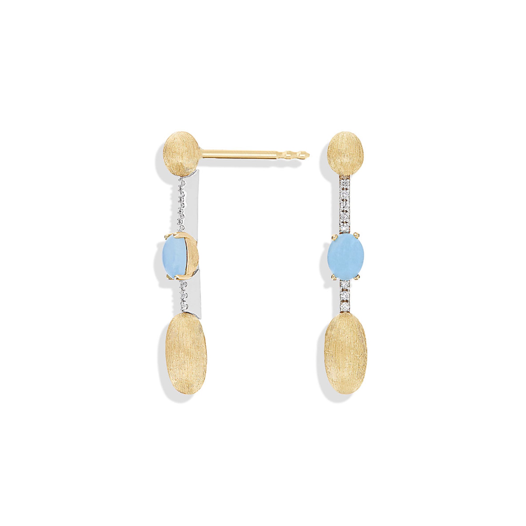Nanis Dancing Azure Ohrhänger (OS4-597) aus Gelbgold mit Aquamarin und Diamant