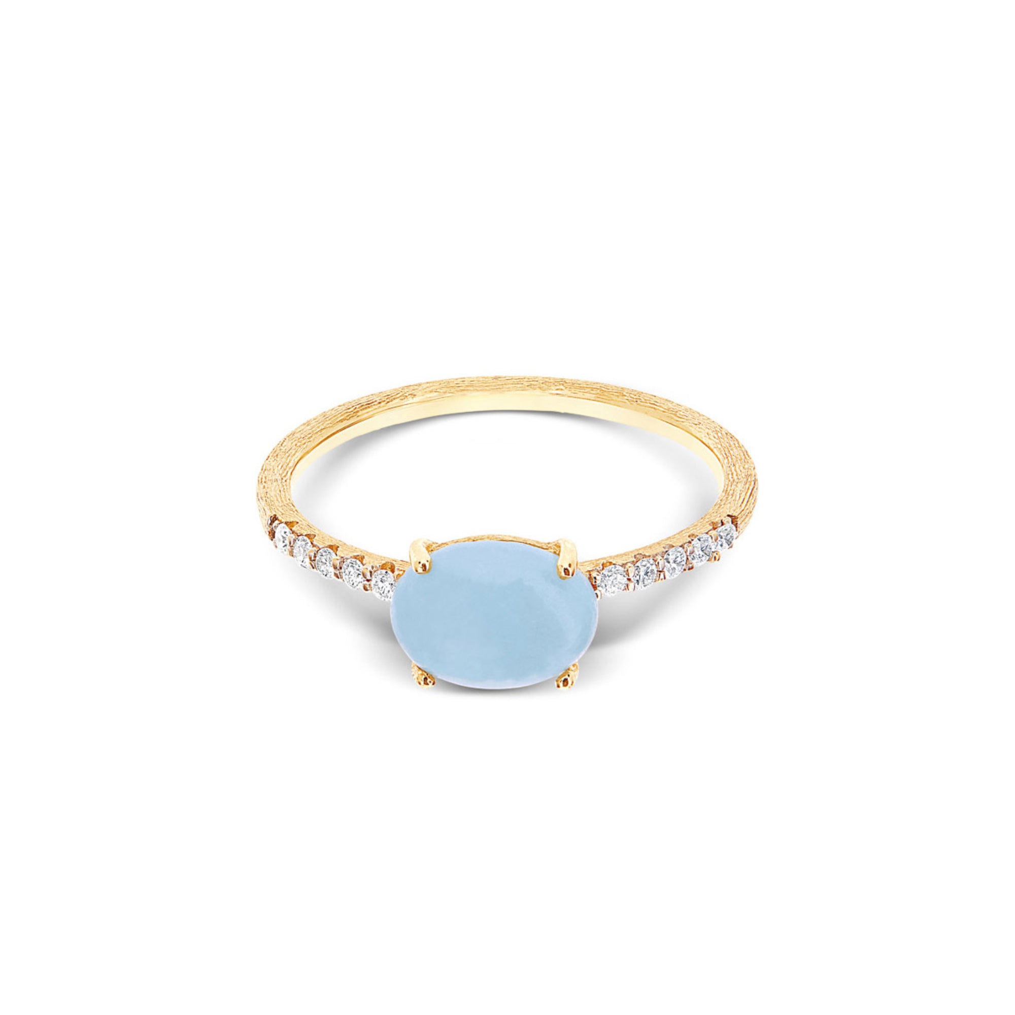 Nanis Dancing Azure Ring (AS10-597) aus Gelbgold mit Aquamarin und Diamant