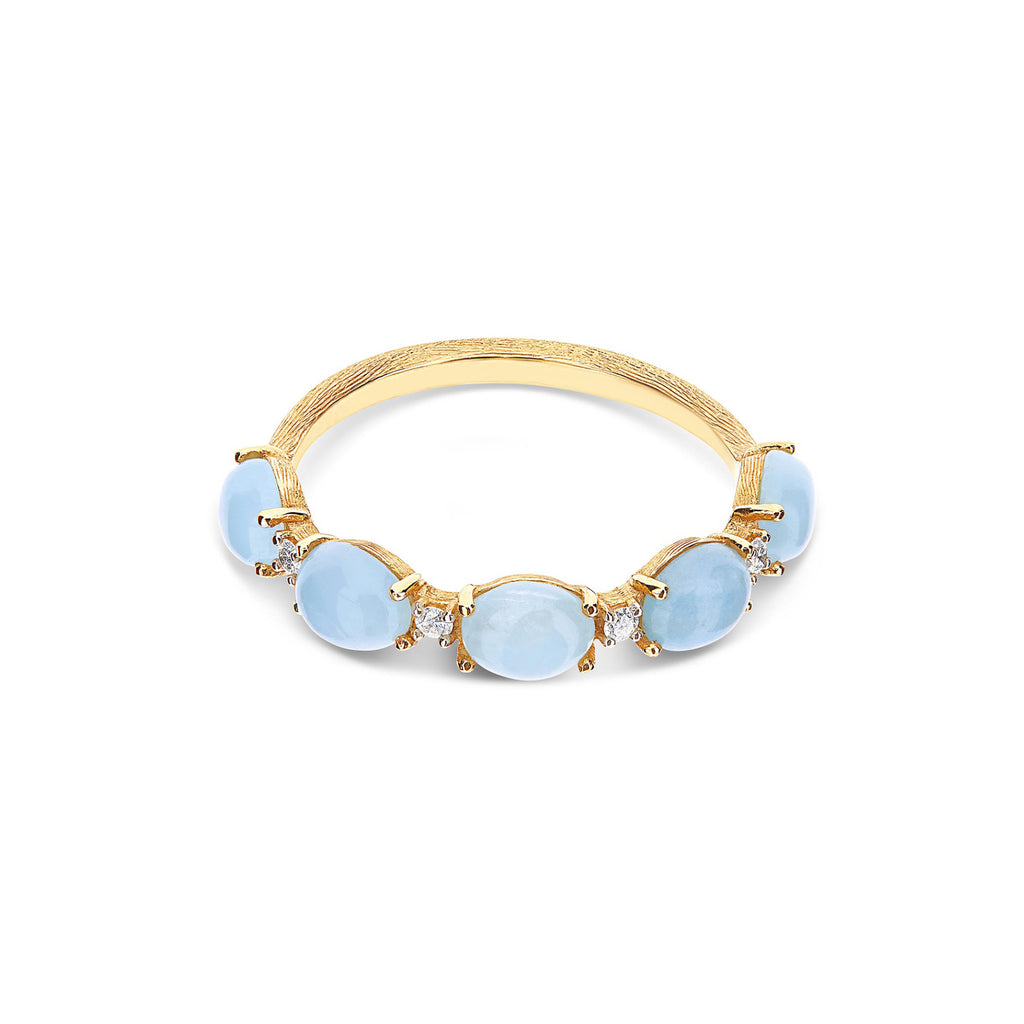 Nanis Dancing Azure Ring (AS2-597) aus Gelbgold mit Aquamarin und Diamant