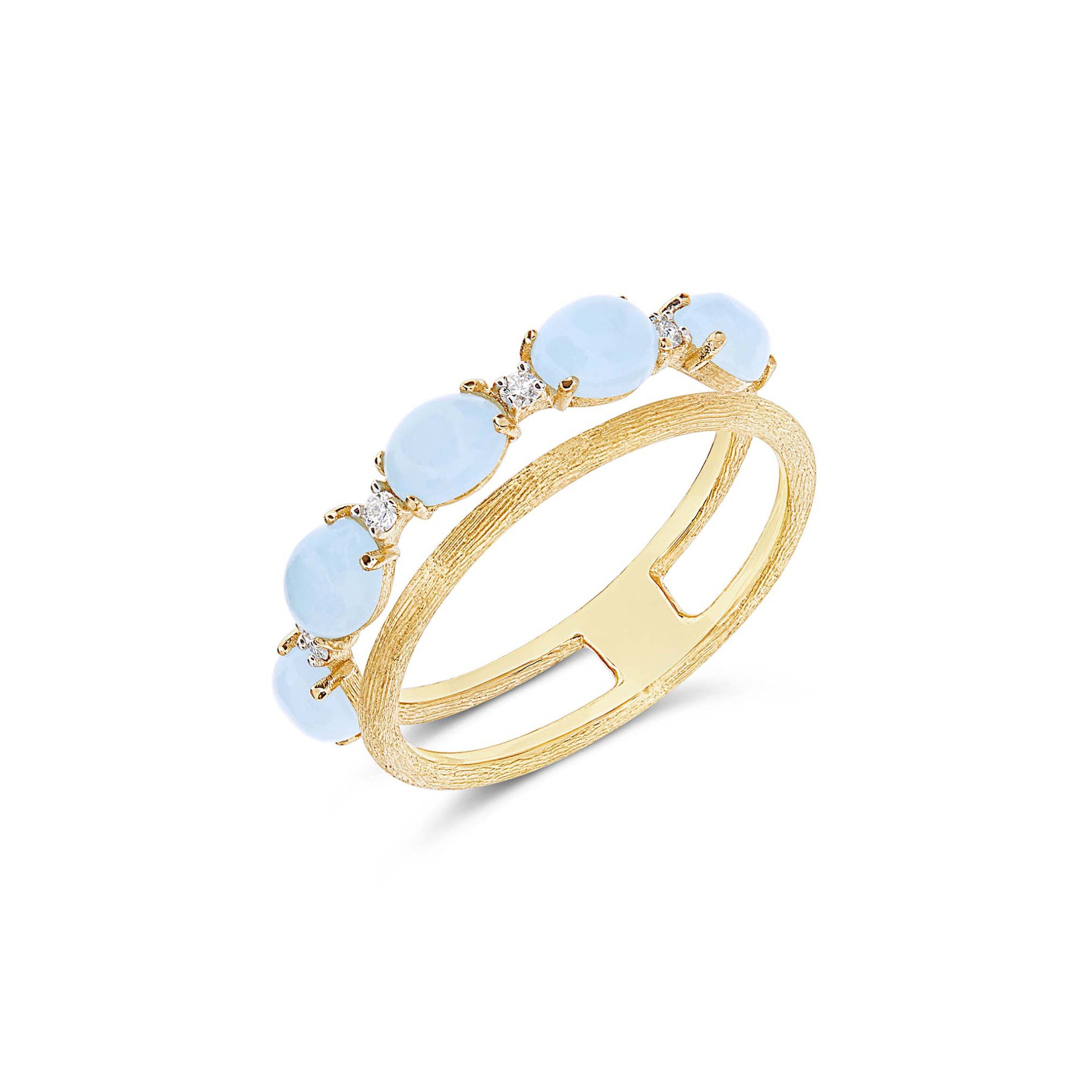 Nanis Dancing Azure Ring (AS3-597) aus Gelbgold mit Aquamarin und Diamant