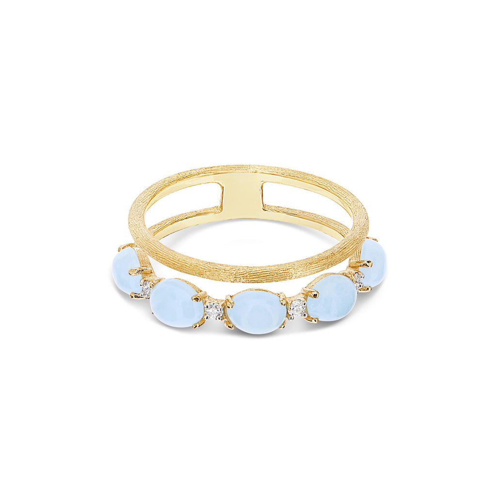 Nanis Dancing Azure Ring (AS3-597) aus Gelbgold mit Aquamarin und Diamant