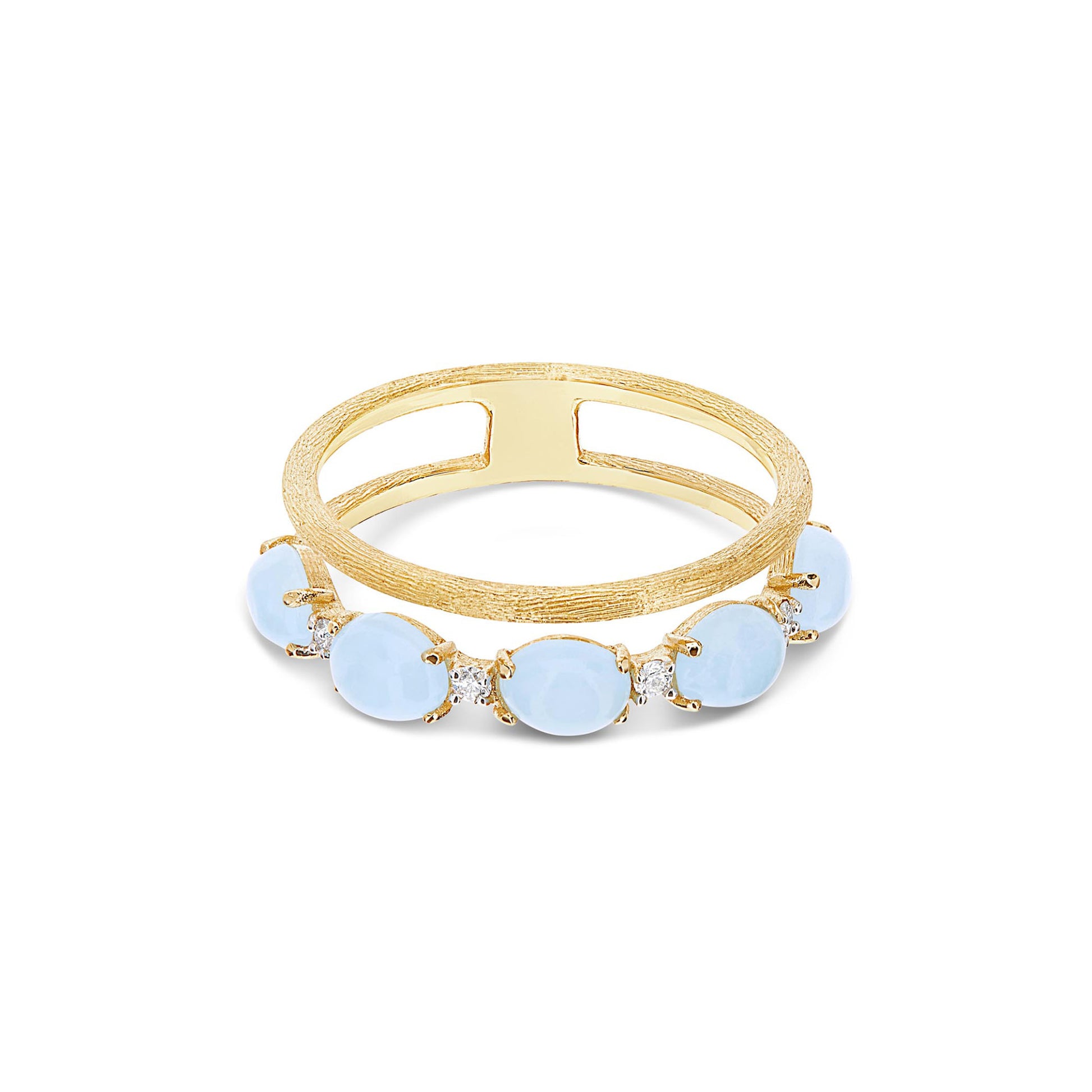 Dancing Azure Ring, Gelbgold • Aquamarin • Diamant von Nanis (AS3-597)