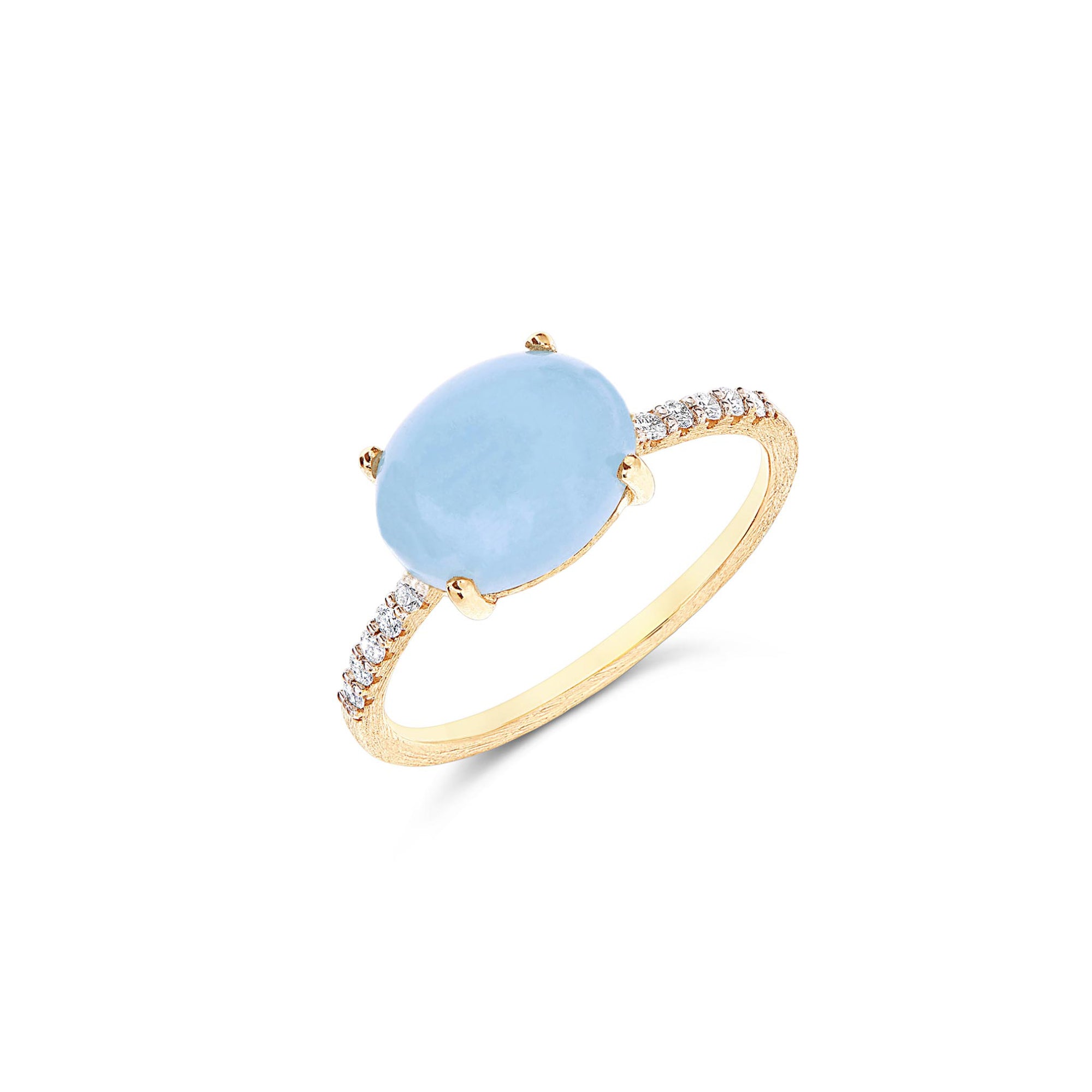 Nanis Dancing Azure Ring (AS9-597) aus Gelbgold mit Aquamarin und Diamant