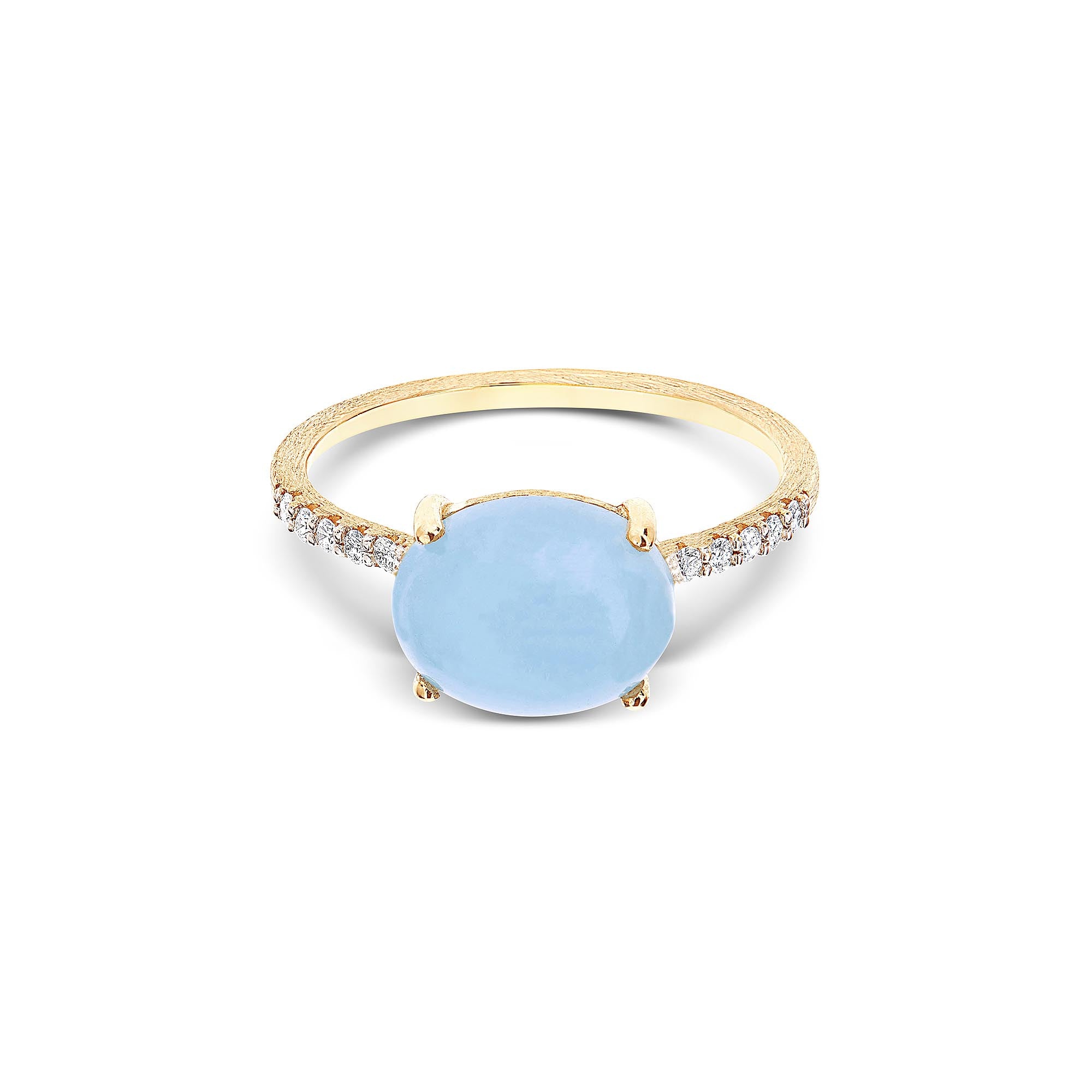 Nanis Dancing Azure Ring (AS9-597) aus Gelbgold mit Aquamarin und Diamant