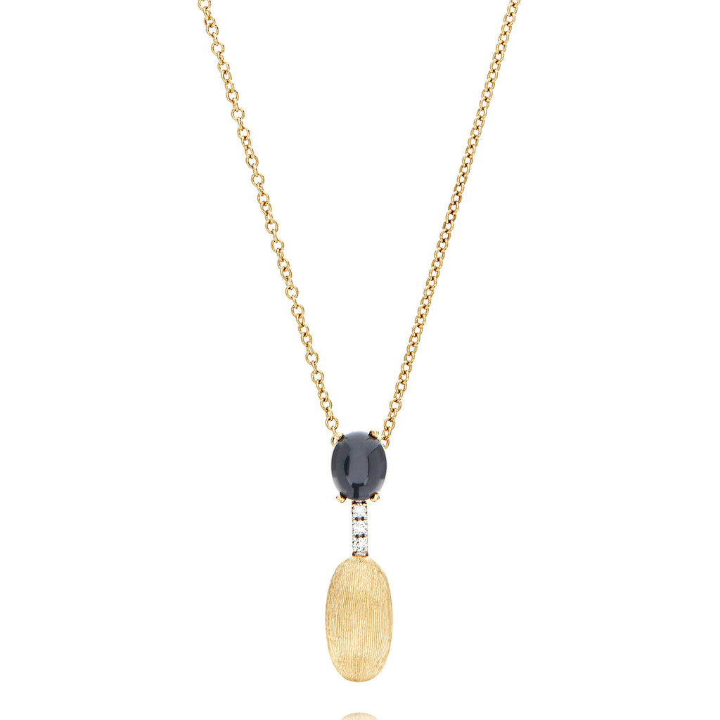 Nanis Dancing Mystery Black Halskette (CS13-597) aus Gelbgold mit Diamant und Onyx