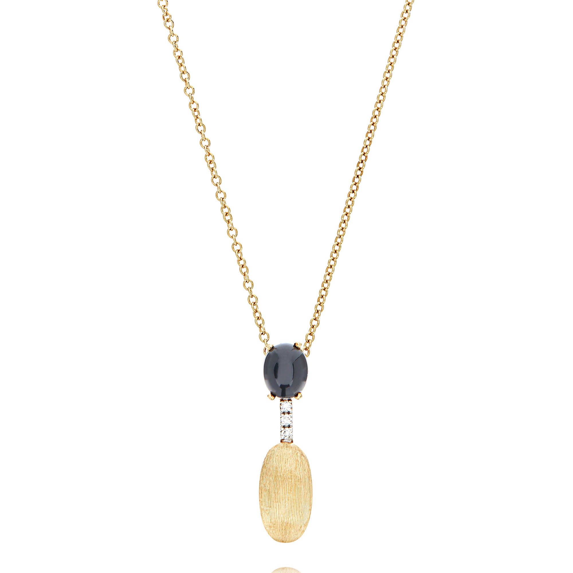 Nanis Dancing Mystery Black Halskette (CS13-597) aus Gelbgold mit Diamant und Onyx
