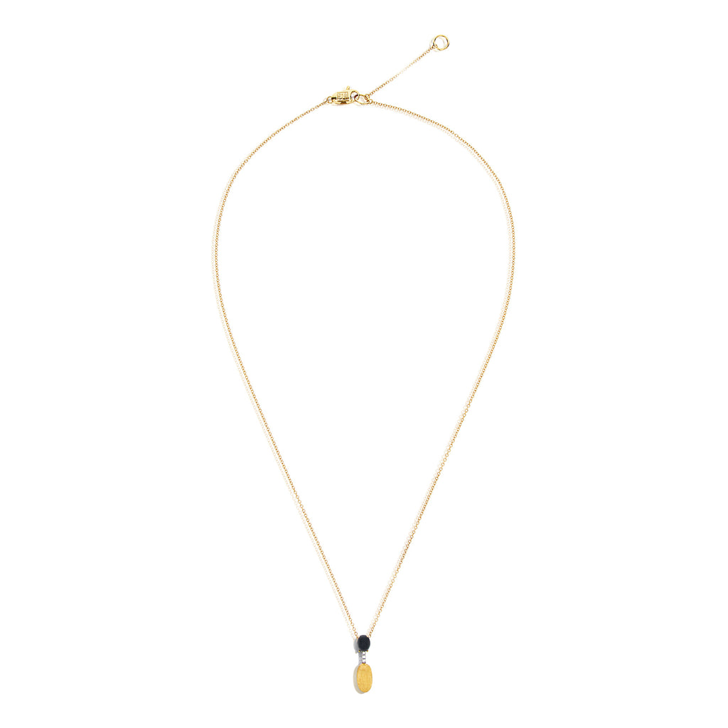 Nanis Dancing Mystery Black Halskette (CS13-597) aus Gelbgold mit Diamant und Onyx