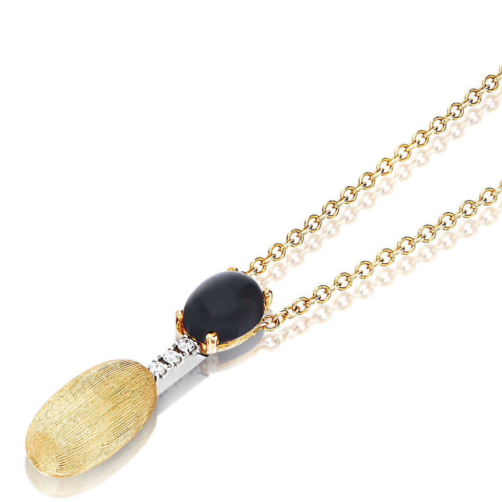 Nanis Dancing Mystery Black Halskette (CS13-597) aus Gelbgold mit Diamant und Onyx