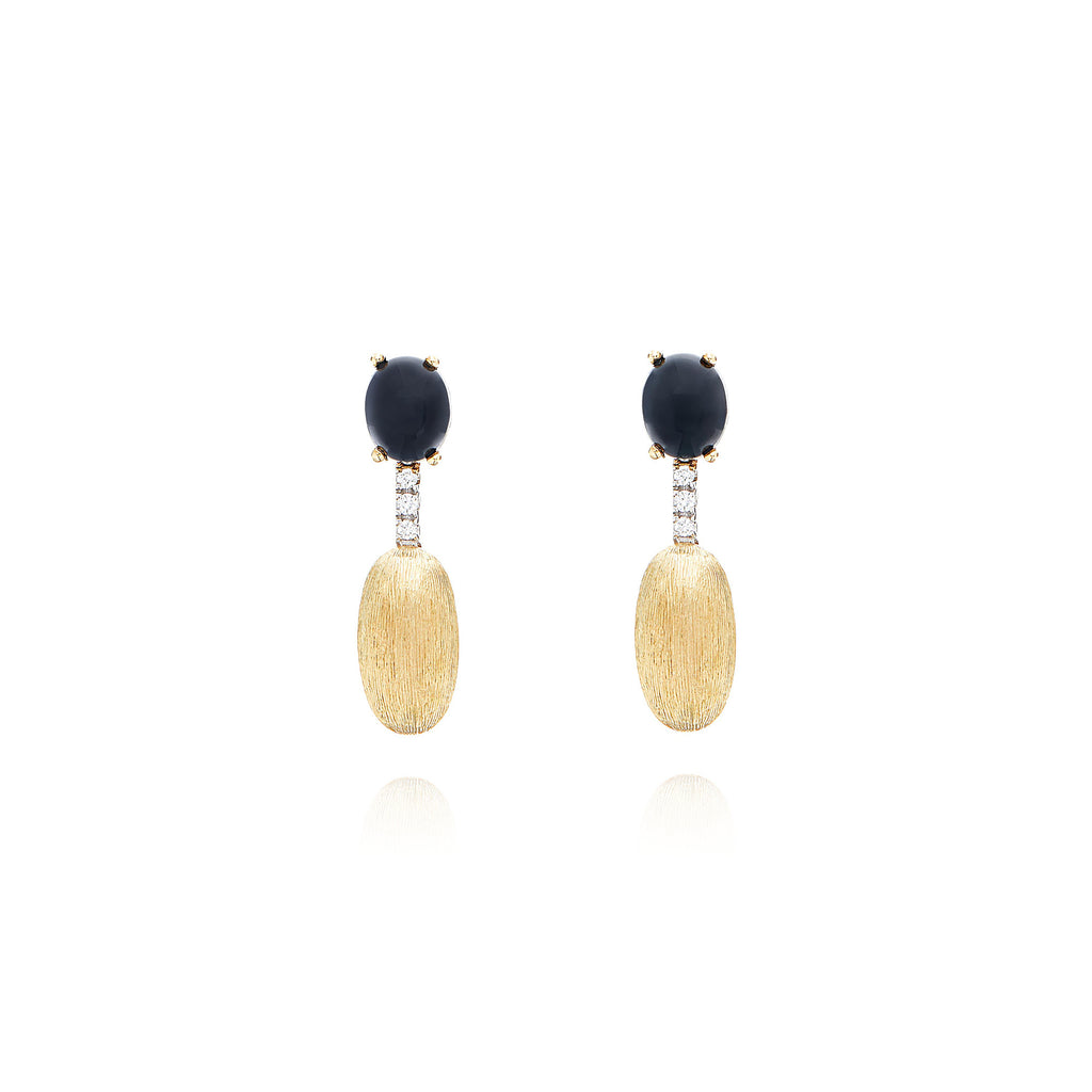 Nanis Dancing Mystery Black Ohrhänger (OS14-597) aus Gelbgold mit Diamant und Onyx