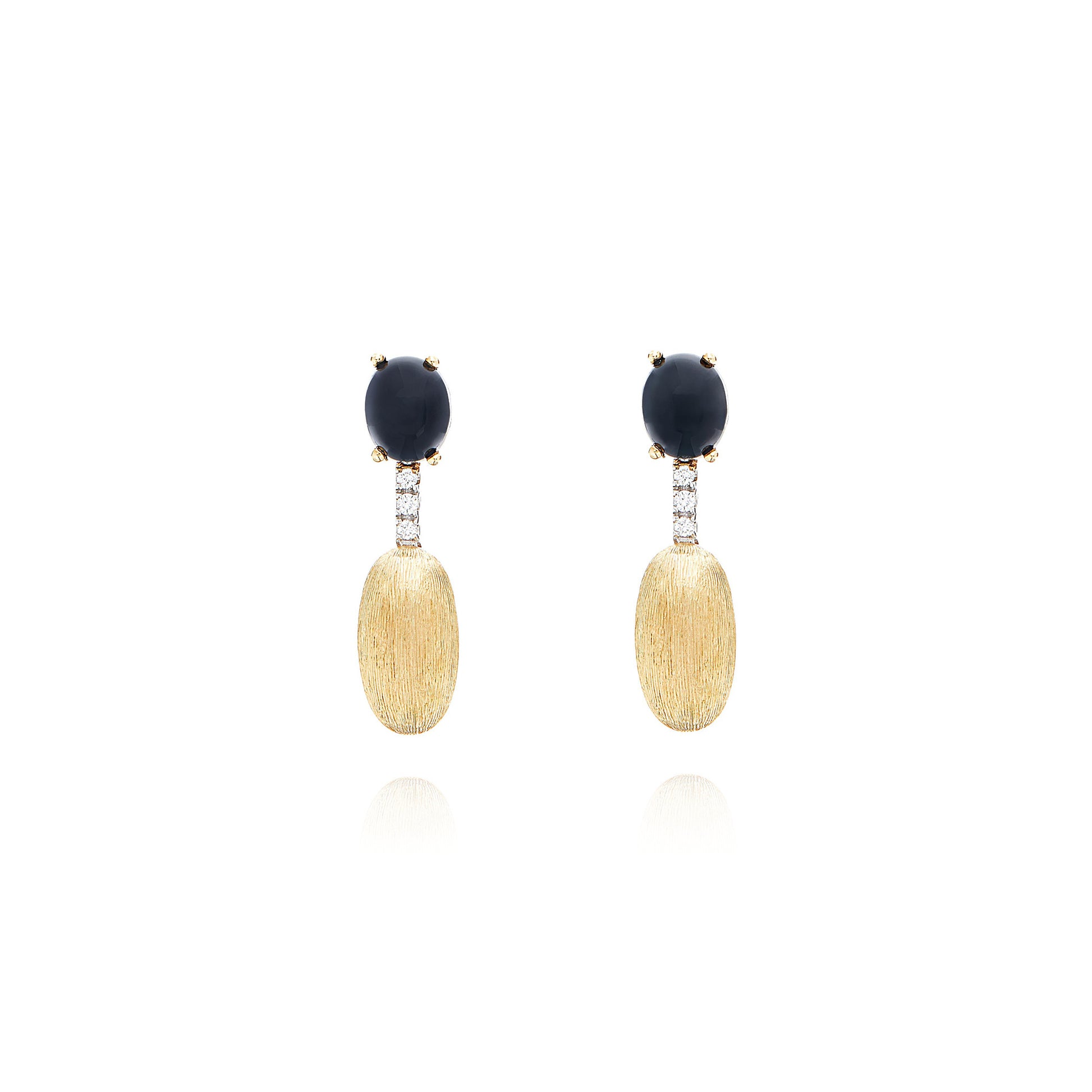 Dancing Mystery Black Ohrhänger, Gelbgold • Diamant • Onyx von Nanis (OS14-597)