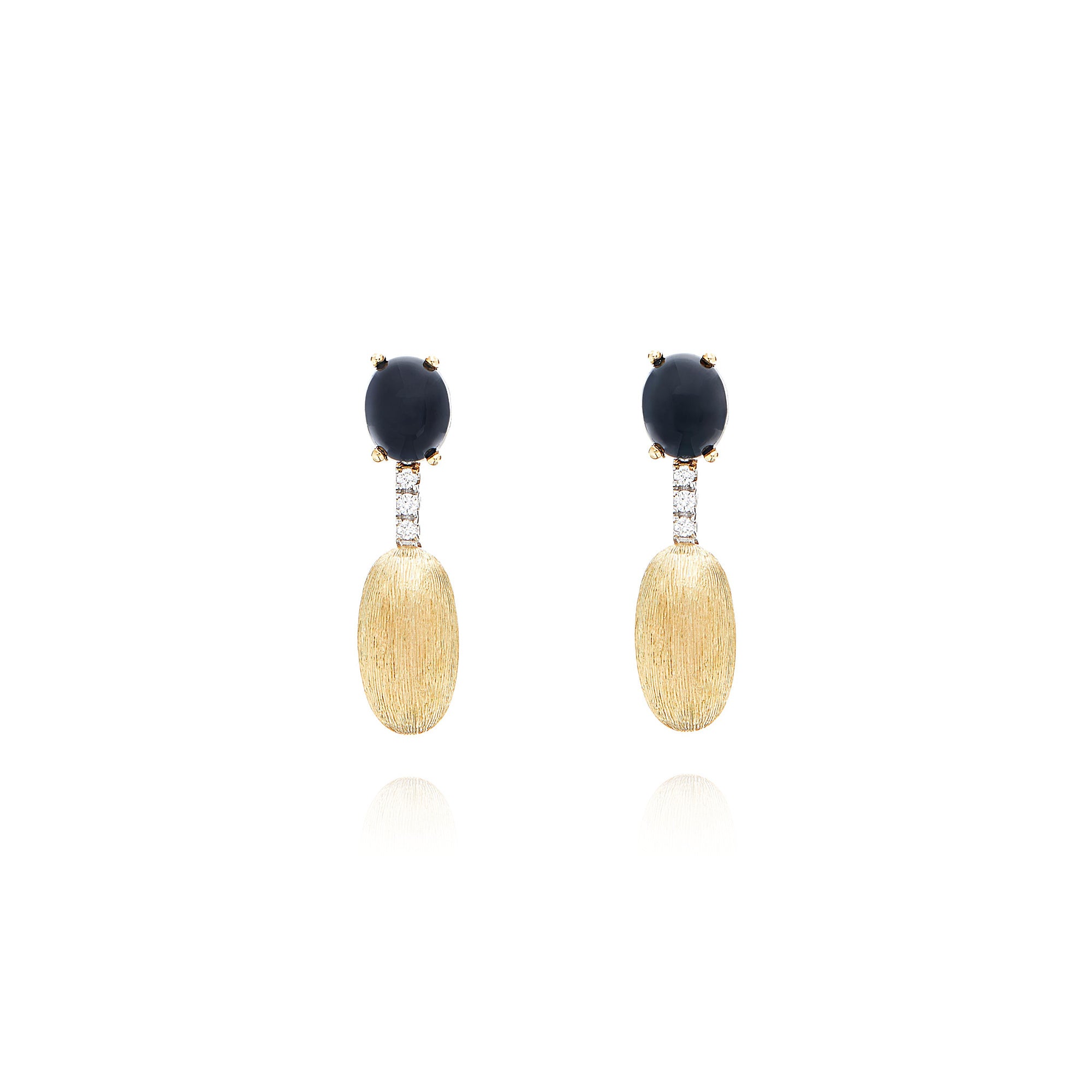 Nanis Dancing Mystery Black Ohrhänger (OS14-597) aus Gelbgold mit Diamant und Onyx
