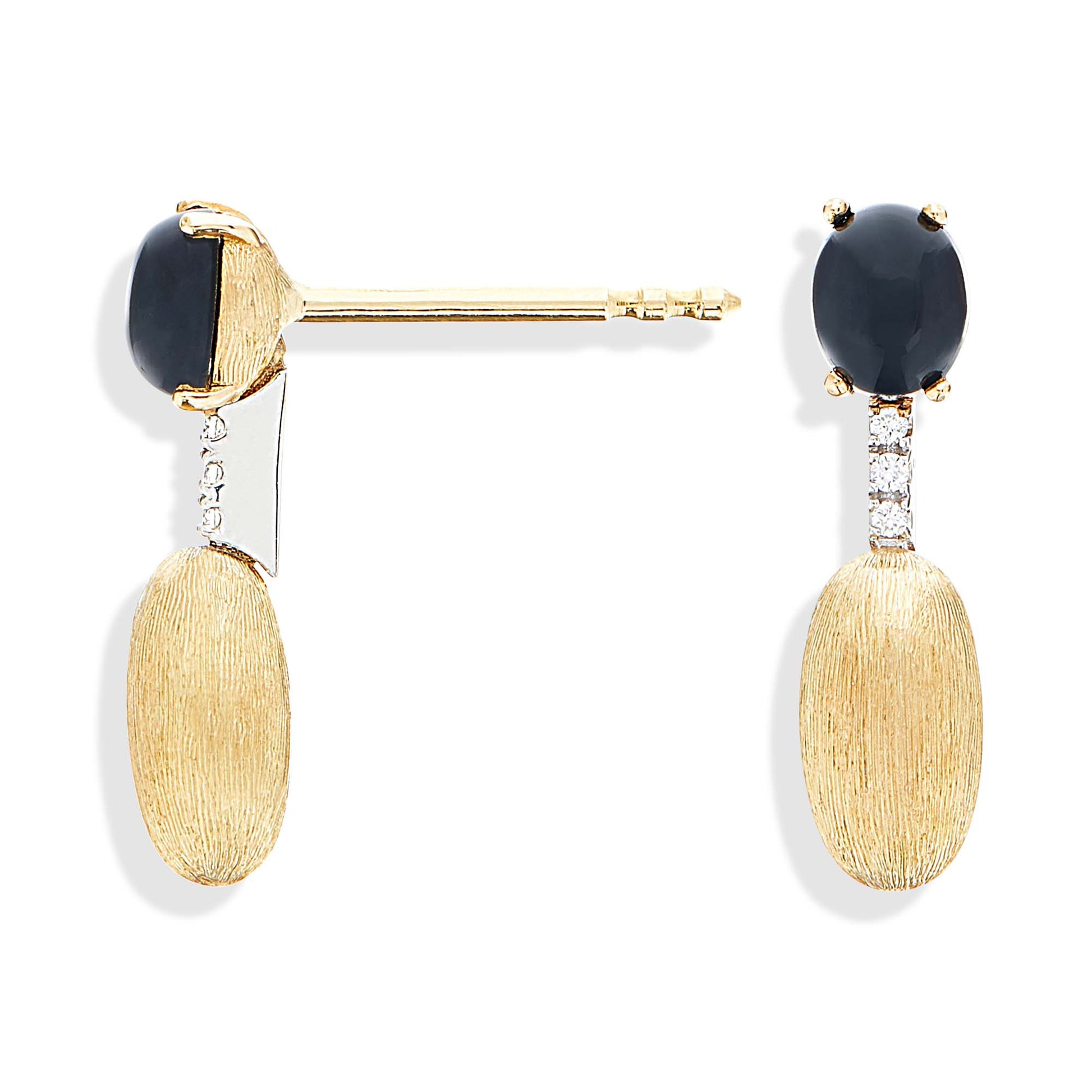 Dancing Mystery Black Ohrhänger, Gelbgold • Diamant • Onyx von Nanis (OS14-597)
