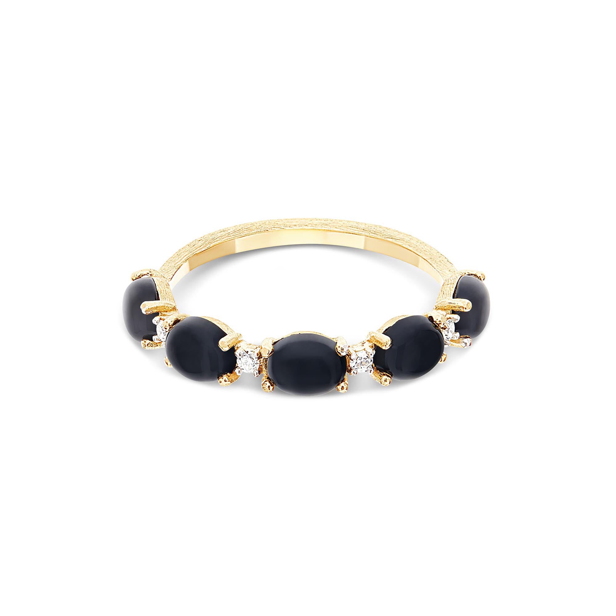 Nanis Dancing Mystery Black Ring (AS29-597) aus Gelbgold mit Diamant und Onyx