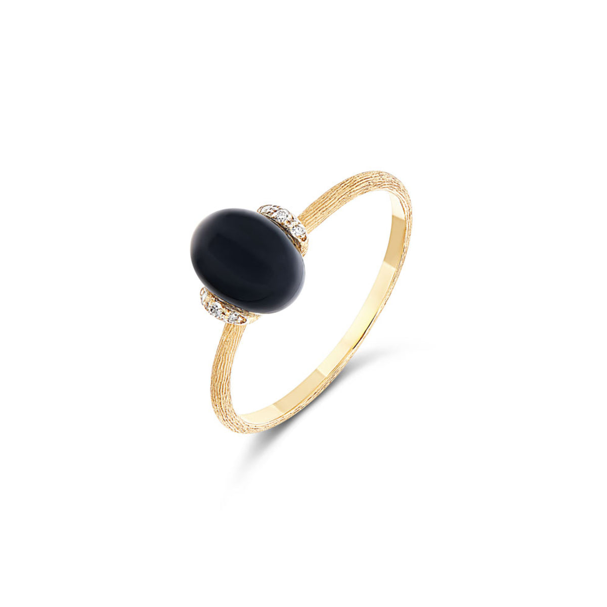 Nanis Dancing Mystery Black Ring (AS3-599) aus Gelbgold mit Diamant und Onyx