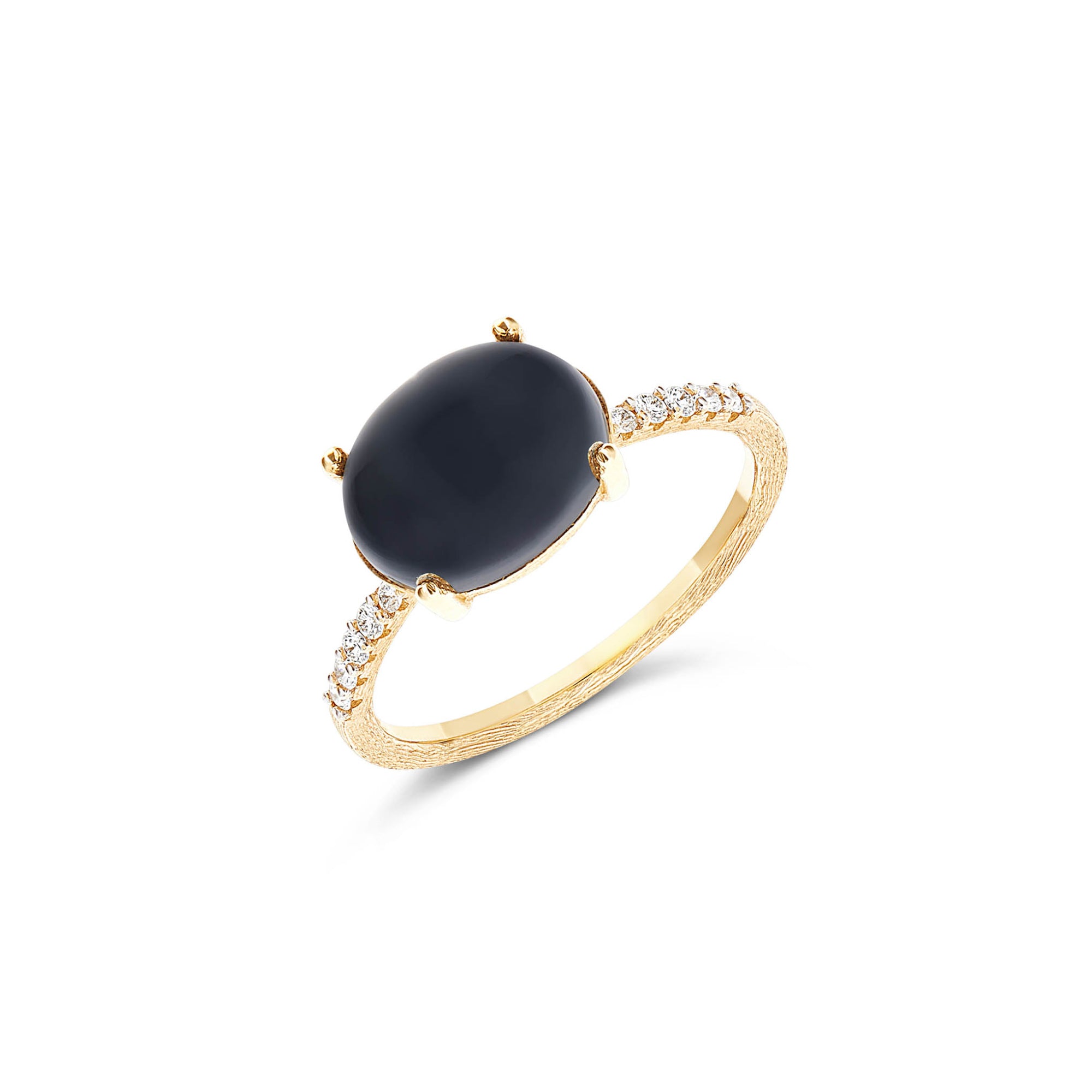 Nanis Dancing Mystery Black Ring (AS7-599) aus Gelbgold mit Diamant und Onyx
