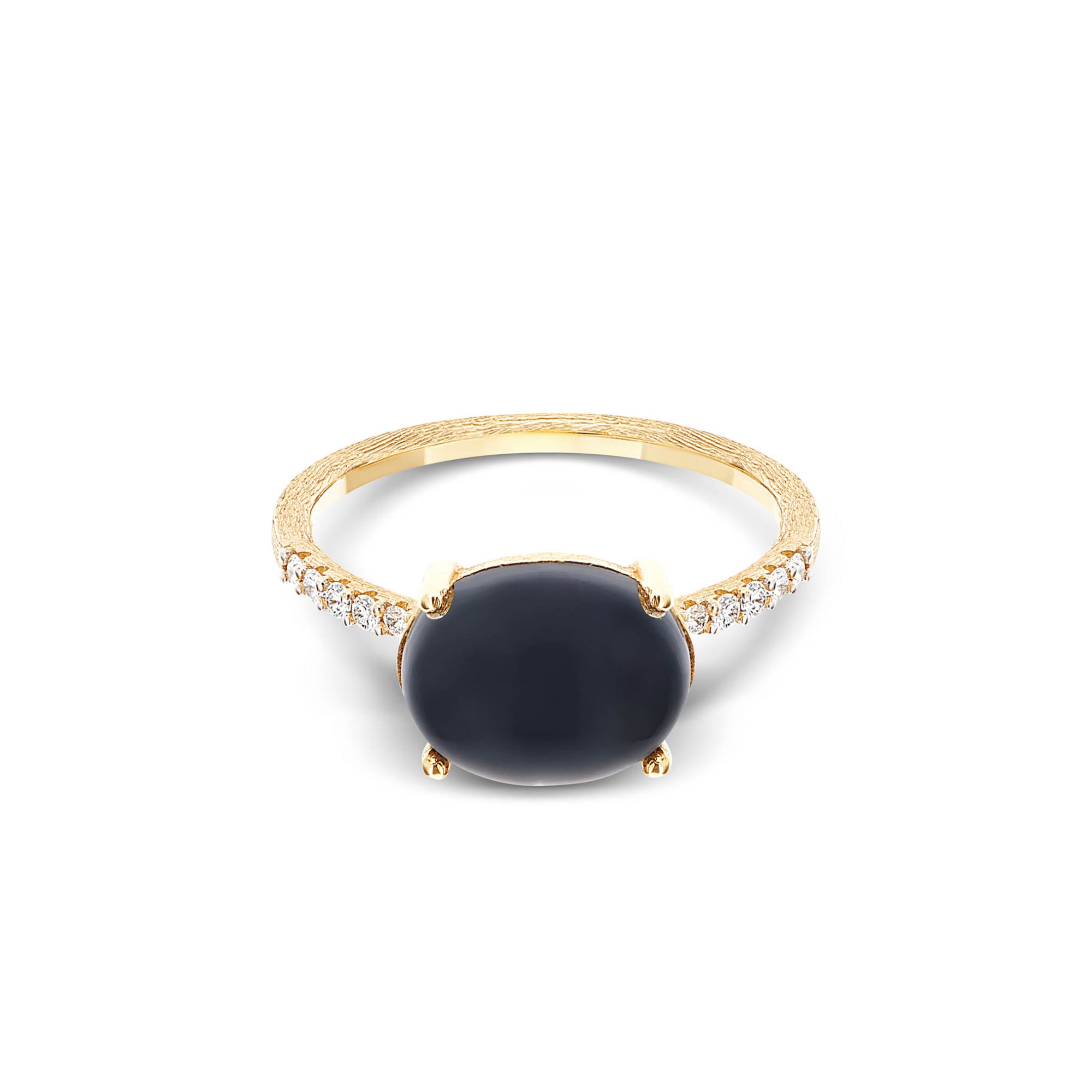Nanis Dancing Mystery Black Ring (AS7-599) aus Gelbgold mit Diamant und Onyx