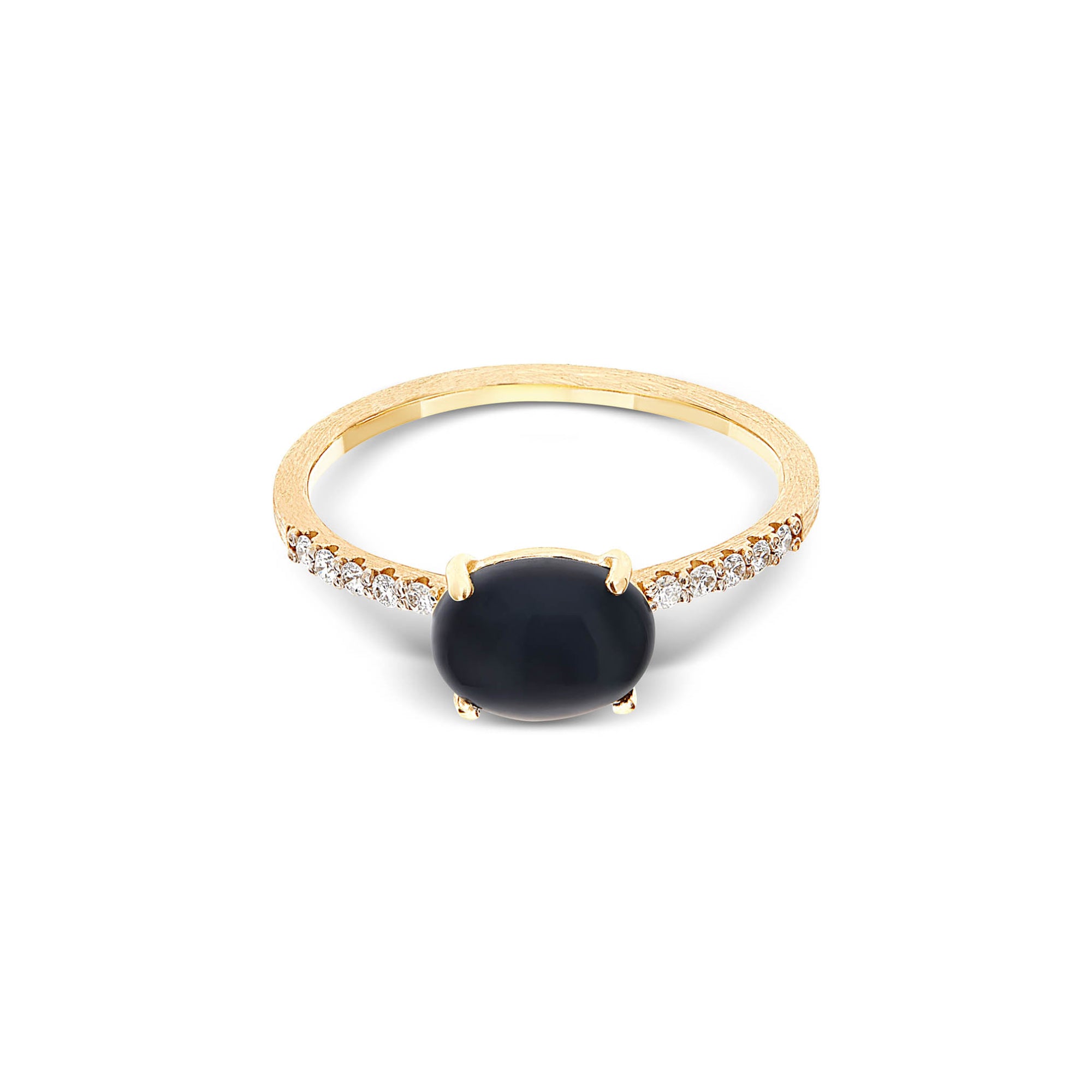 Nanis Dancing Mystery Black Ring (AS8-599) aus Gelbgold mit Diamant und Onyx