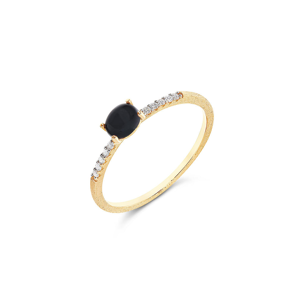 Nanis Dancing Mystery Black Ring (AS9-599) aus Gelbgold mit Diamant und Onyx