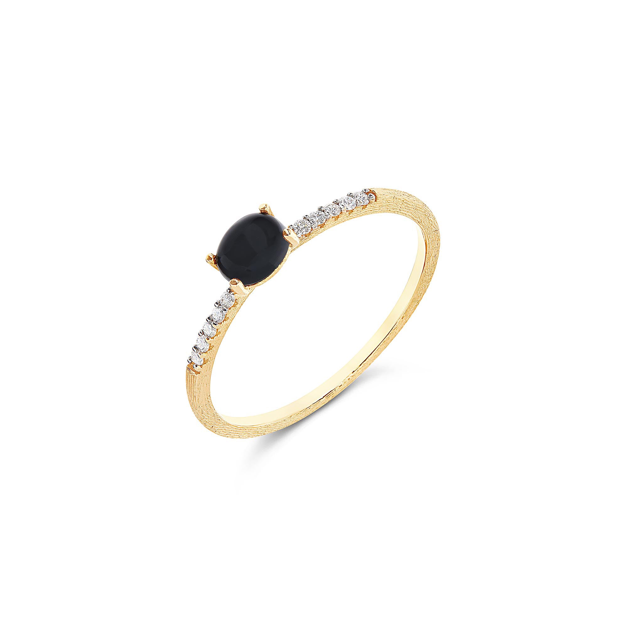 Nanis Dancing Mystery Black Ring (AS9-599) aus Gelbgold mit Diamant und Onyx