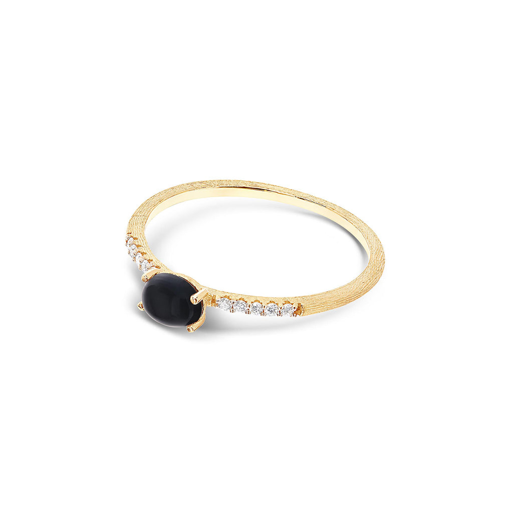 Nanis Dancing Mystery Black Ring (AS9-599) aus Gelbgold mit Diamant und Onyx