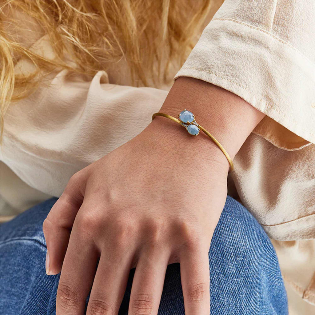 Nanis Ipanema Armreif (BS6-596) aus Gelbgold mit Aquamarin und Diamant