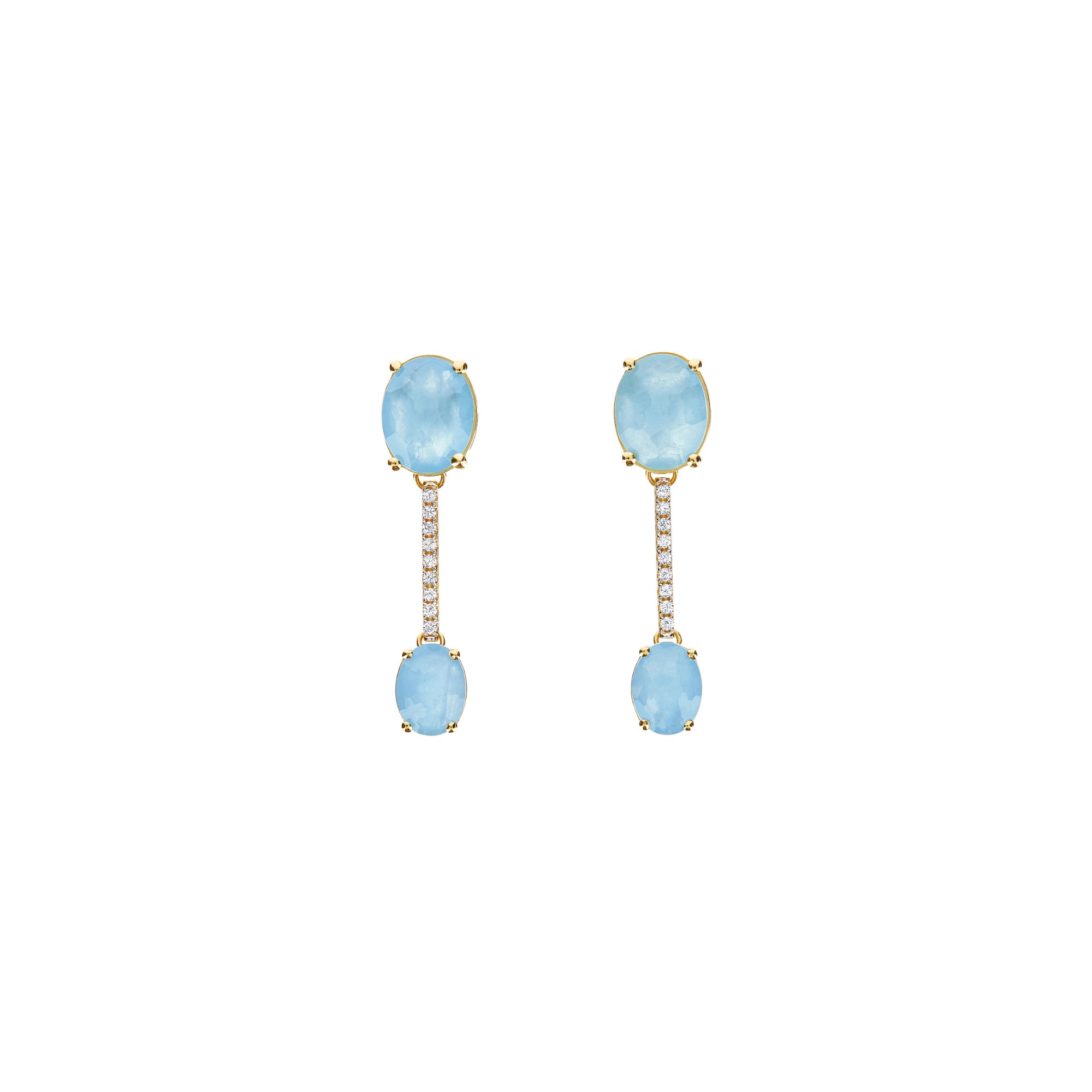 Nanis Ipanema Ohrhänger (OS6-596) aus Gelbgold mit Aquamarin und Diamant