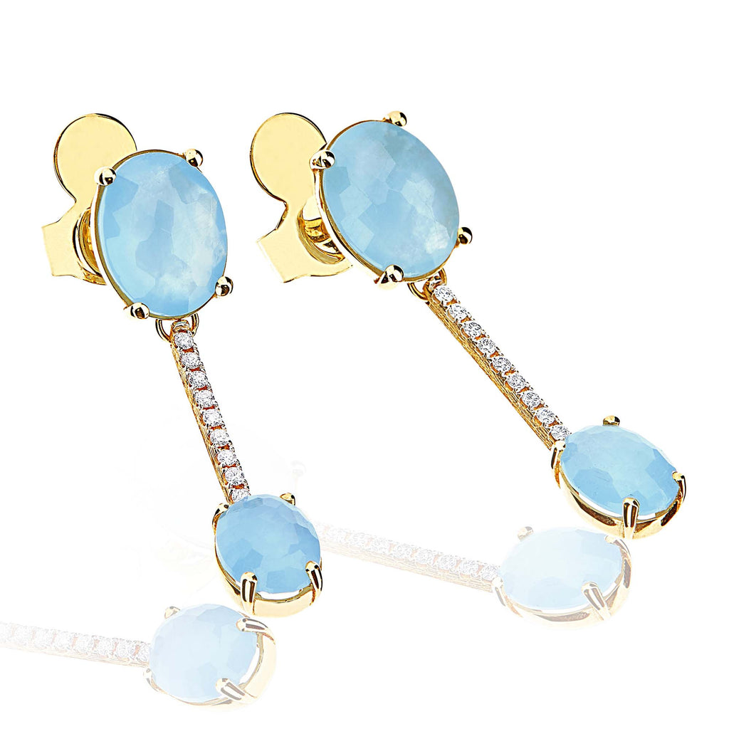 Nanis Ipanema Ohrhänger (OS6-596) aus Gelbgold mit Aquamarin und Diamant