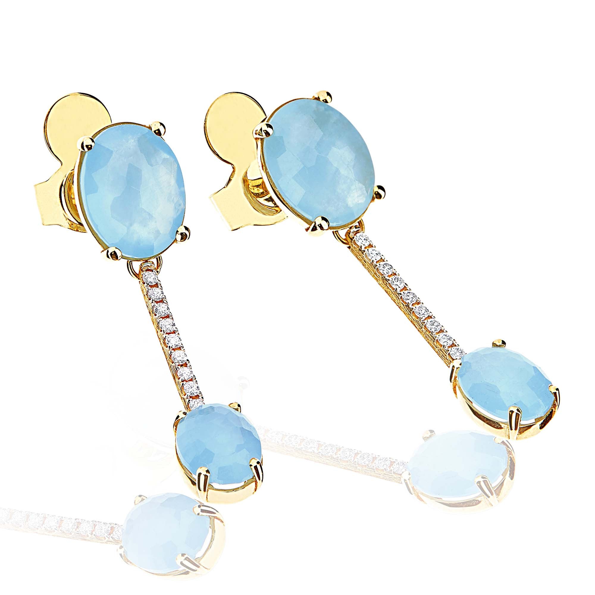 Nanis Ipanema Ohrhänger (OS6-596) aus Gelbgold mit Aquamarin und Diamant