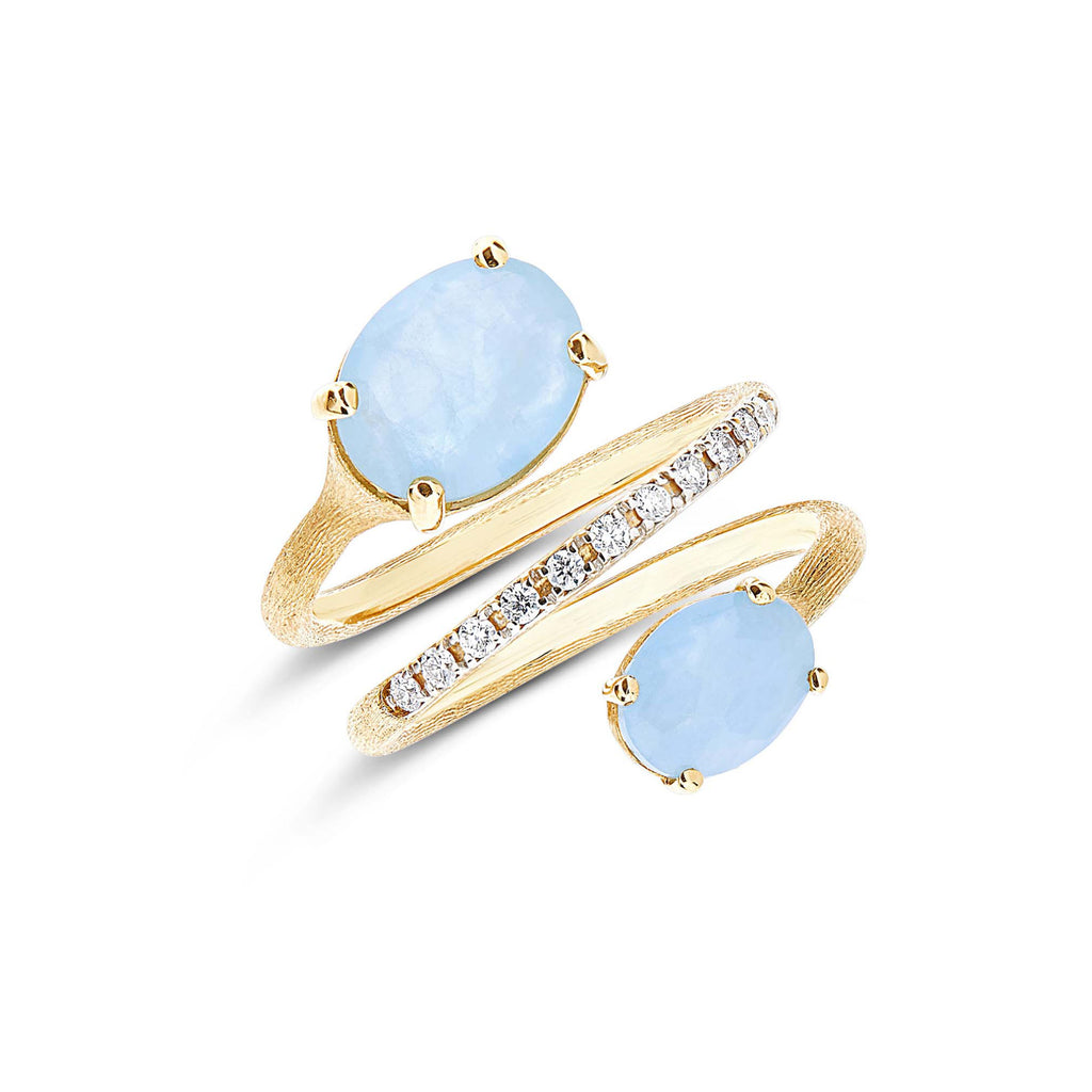 Nanis Ipanema Ring (AS9-596) aus Gelbgold mit Aquamarin und Diamant