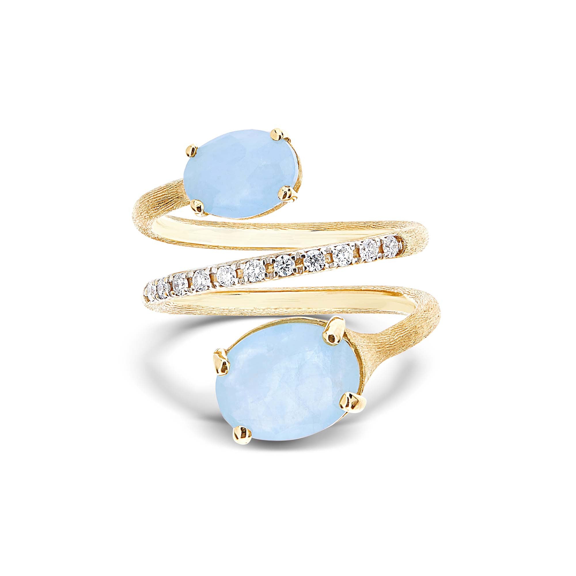 Nanis Ipanema Ring (AS9-596) aus Gelbgold mit Aquamarin und Diamant