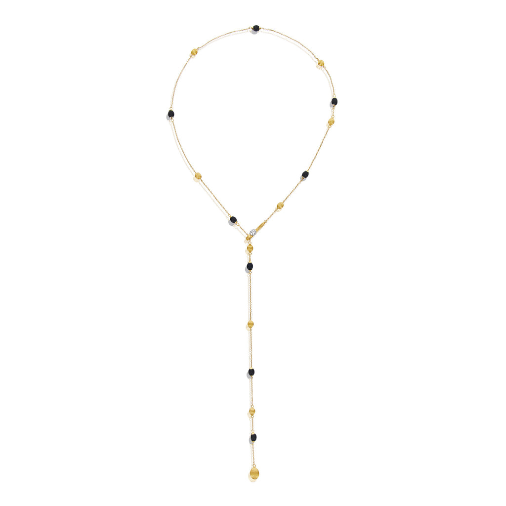 Nanis Soffio Halskette (CS27-587) aus Gelbgold mit Diamant und Onyx