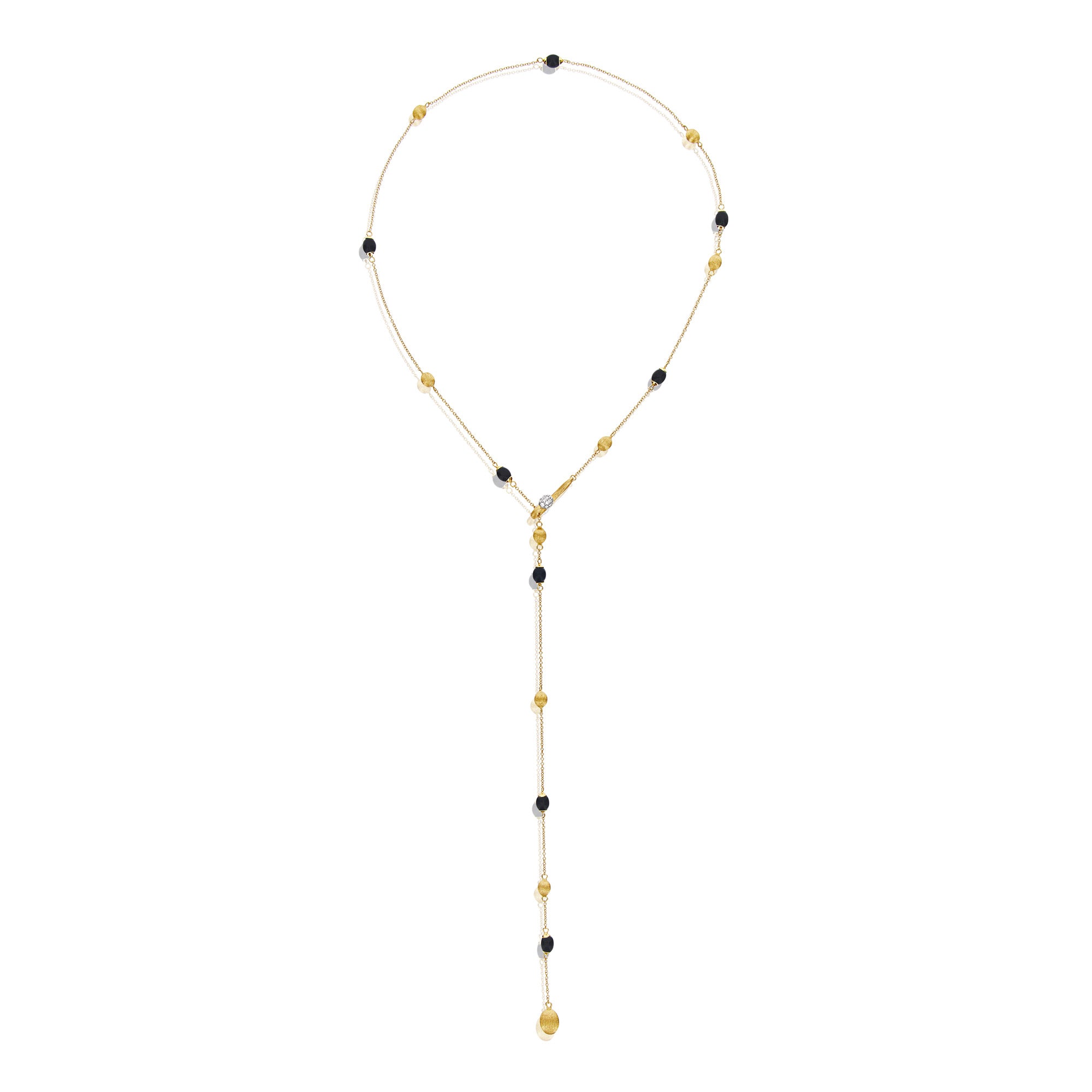Nanis Soffio Halskette (CS27-587) aus Gelbgold mit Diamant und Onyx