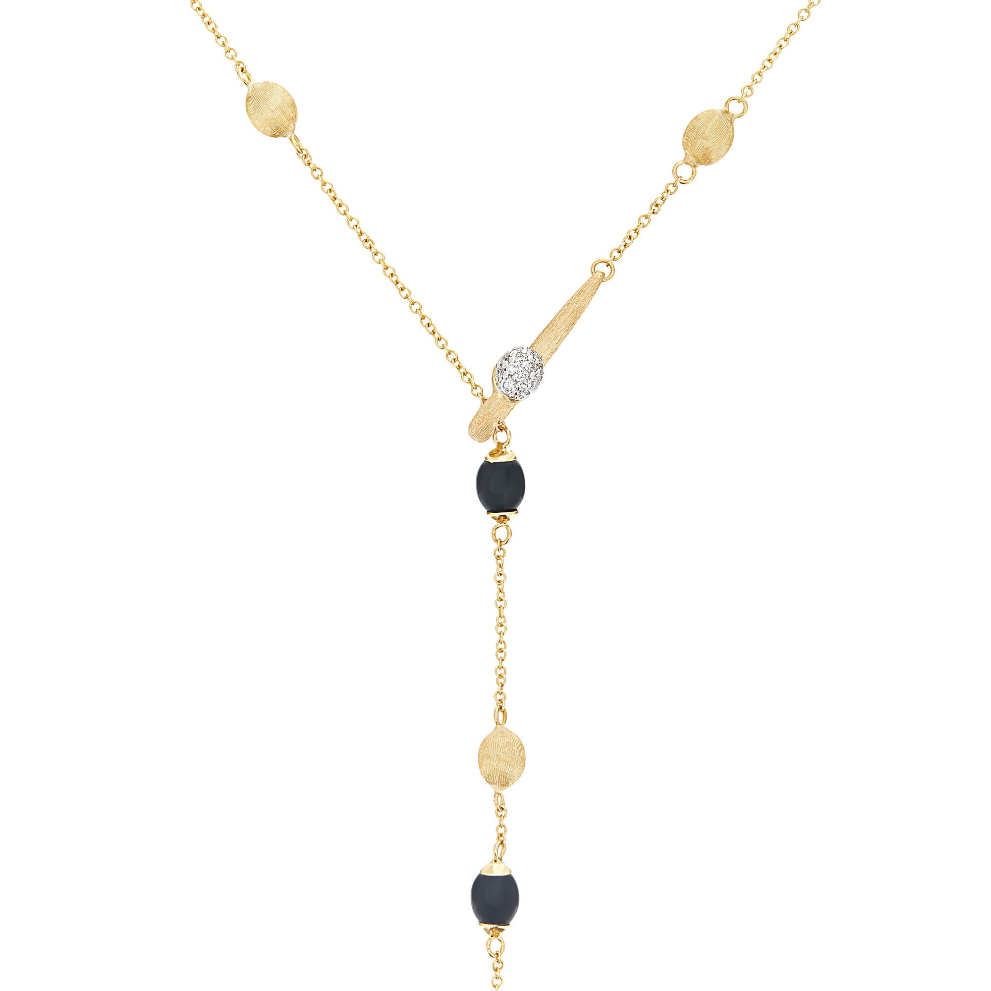 Nanis Soffio Halskette (CS27-587) aus Gelbgold mit Diamant und Onyx