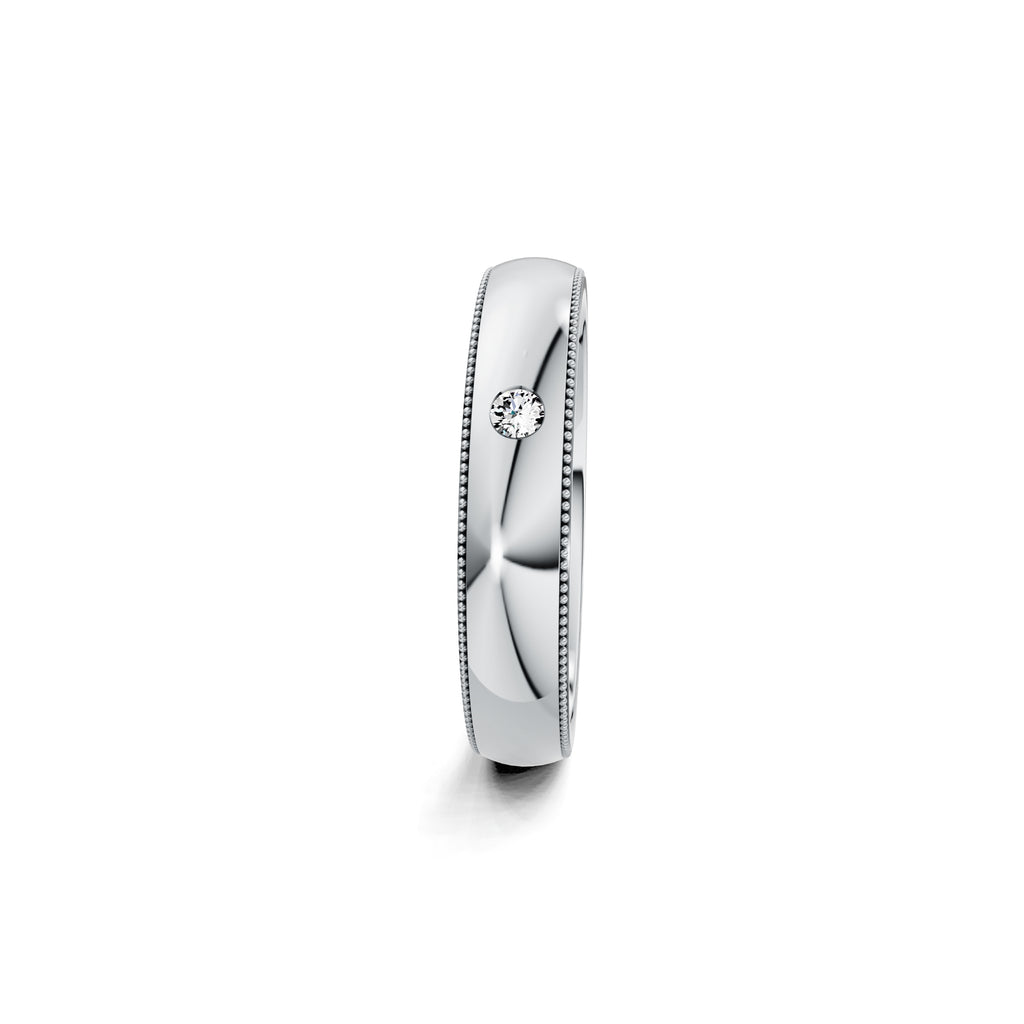 Niessing Art Déco konvex Trauring - N351567-4mm-0.03ct (03ct-gloss-pt) aus Platin mit Diamant
