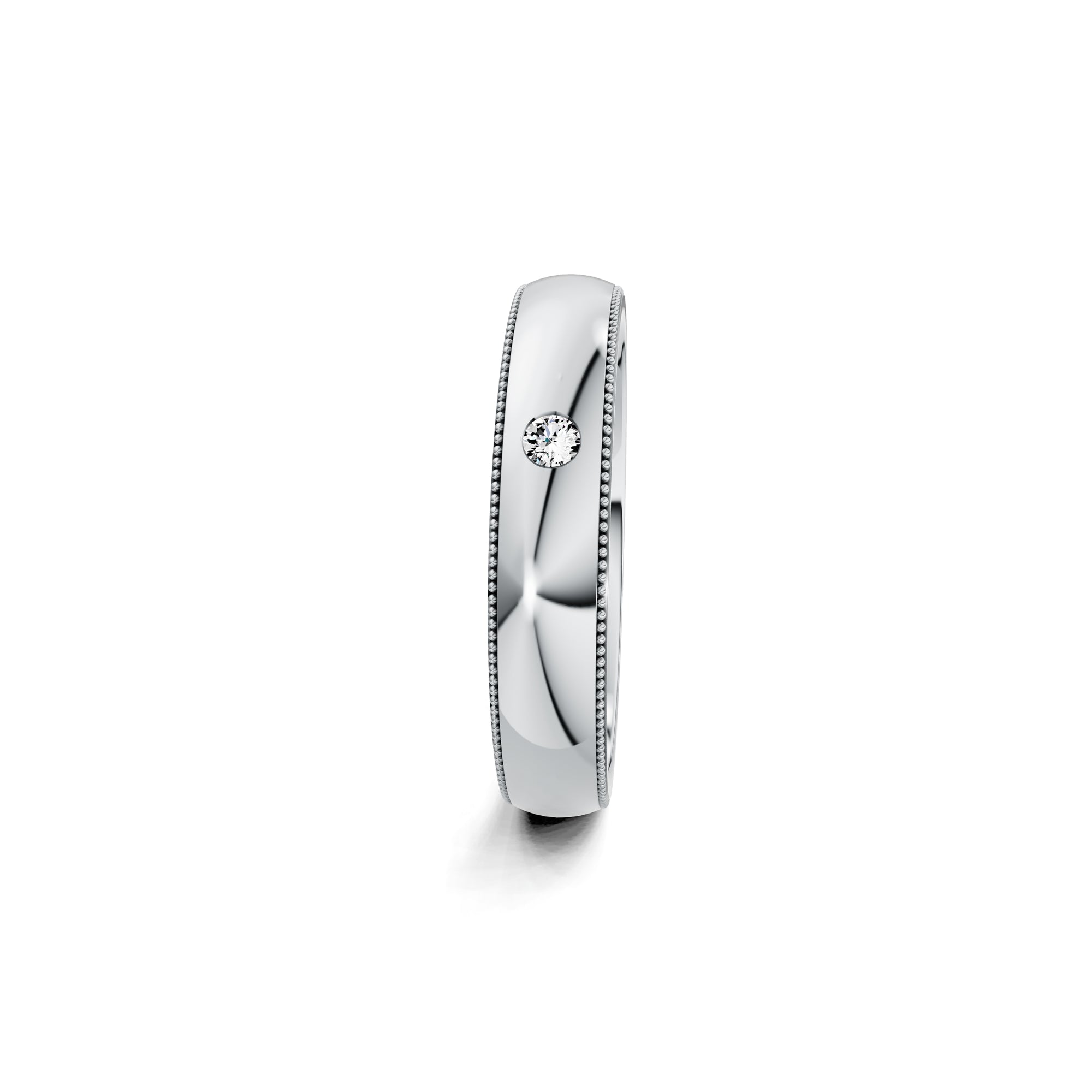 Niessing Art Déco konvex Trauringe - N351567-4mm-0.03ct (03ct-gloss-pt) aus Platin mit Diamant