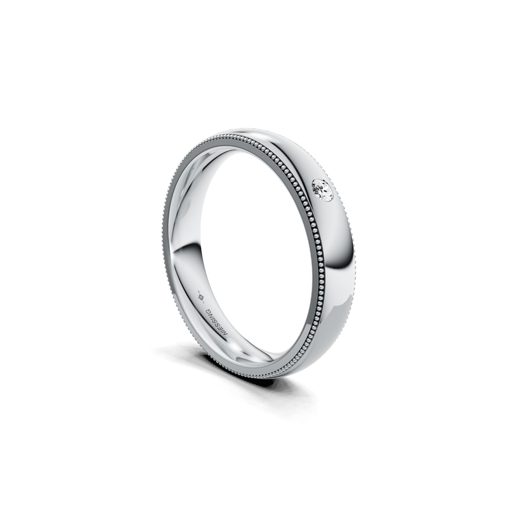 Niessing Art Déco konvex Trauring - N351567-4mm-0.03ct (03ct-gloss-pt) aus Platin mit Diamant