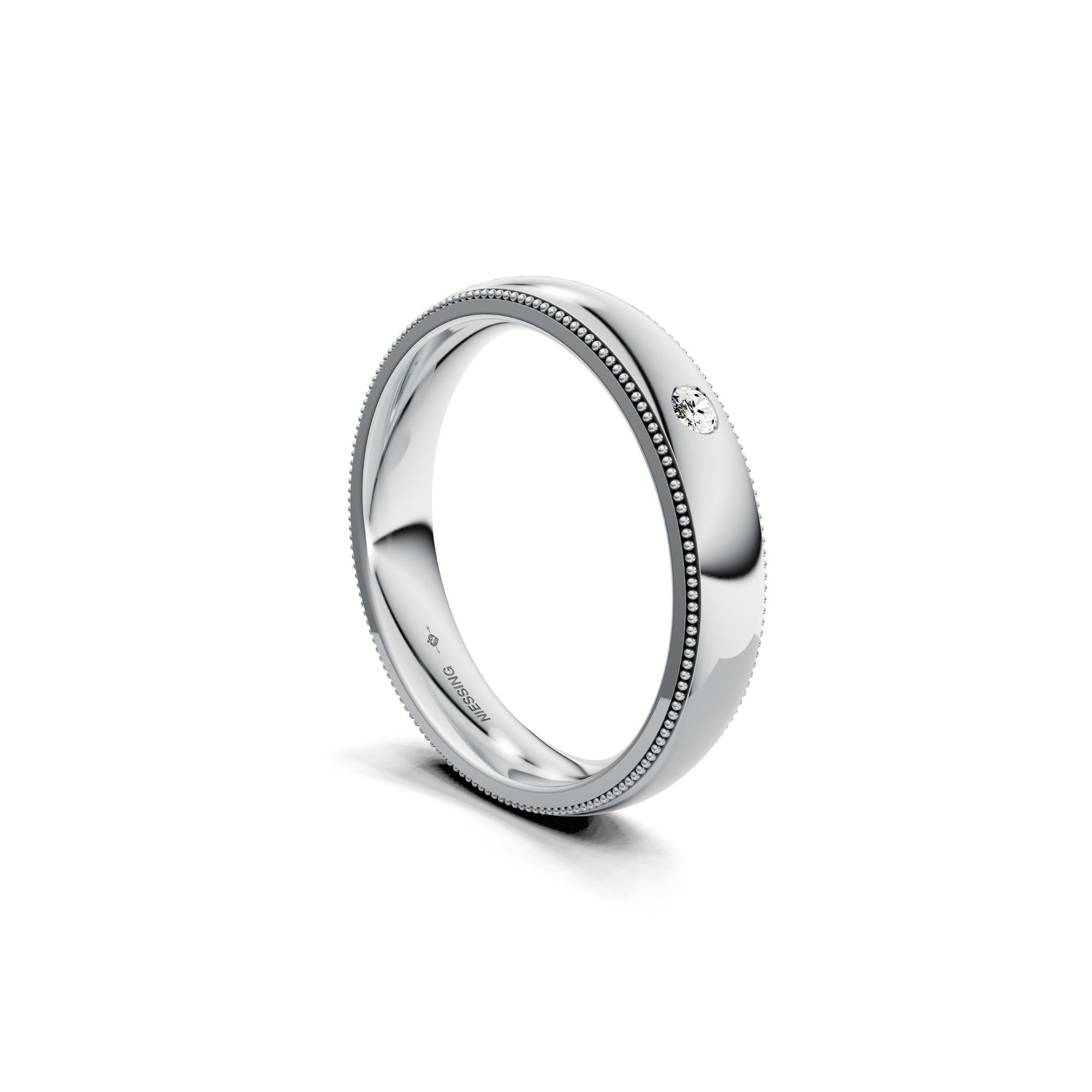 Niessing Art Déco konvex Trauring - N351567-4mm-0.03ct (03ct-gloss-pt) aus Platin mit Diamant