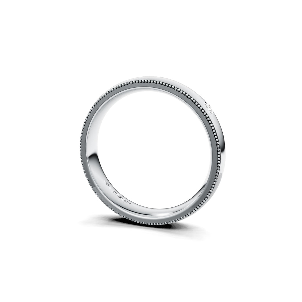 Niessing Art Déco konvex Trauring - N351567-4mm-0.03ct (03ct-gloss-pt) aus Platin mit Diamant