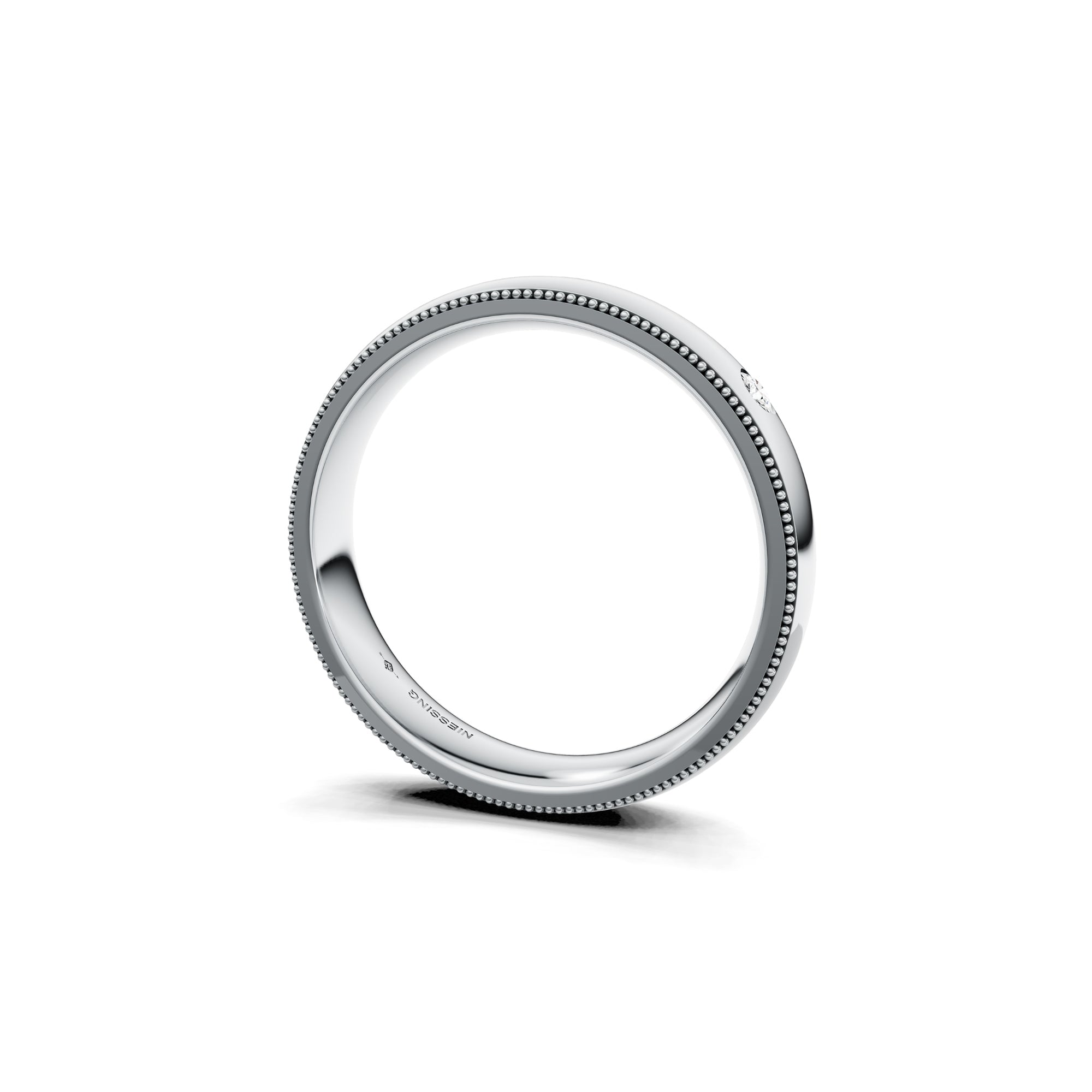 Niessing Art Déco konvex Trauring - N351567-4mm-0.03ct (03ct-gloss-pt) aus Platin mit Diamant
