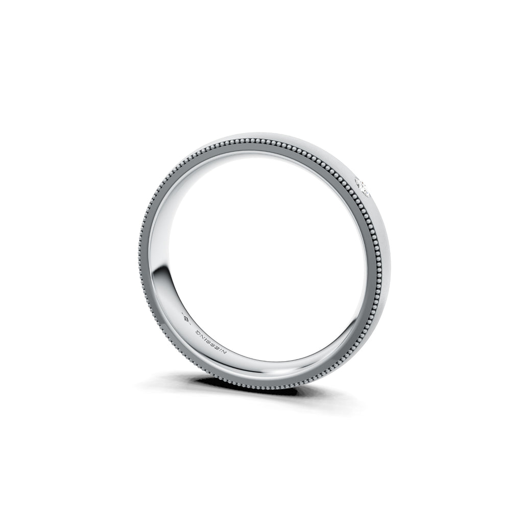 Niessing Art Déco konvex Trauring - N351567-4mm-0.03ct (03ct-nature-pt) aus Platin mit Diamant