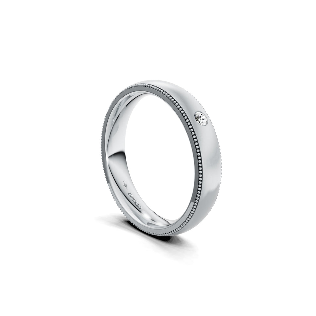 Niessing Art Déco konvex Trauring - N351567-4mm-0.03ct (03ct-satin-pt) aus Platin mit Diamant